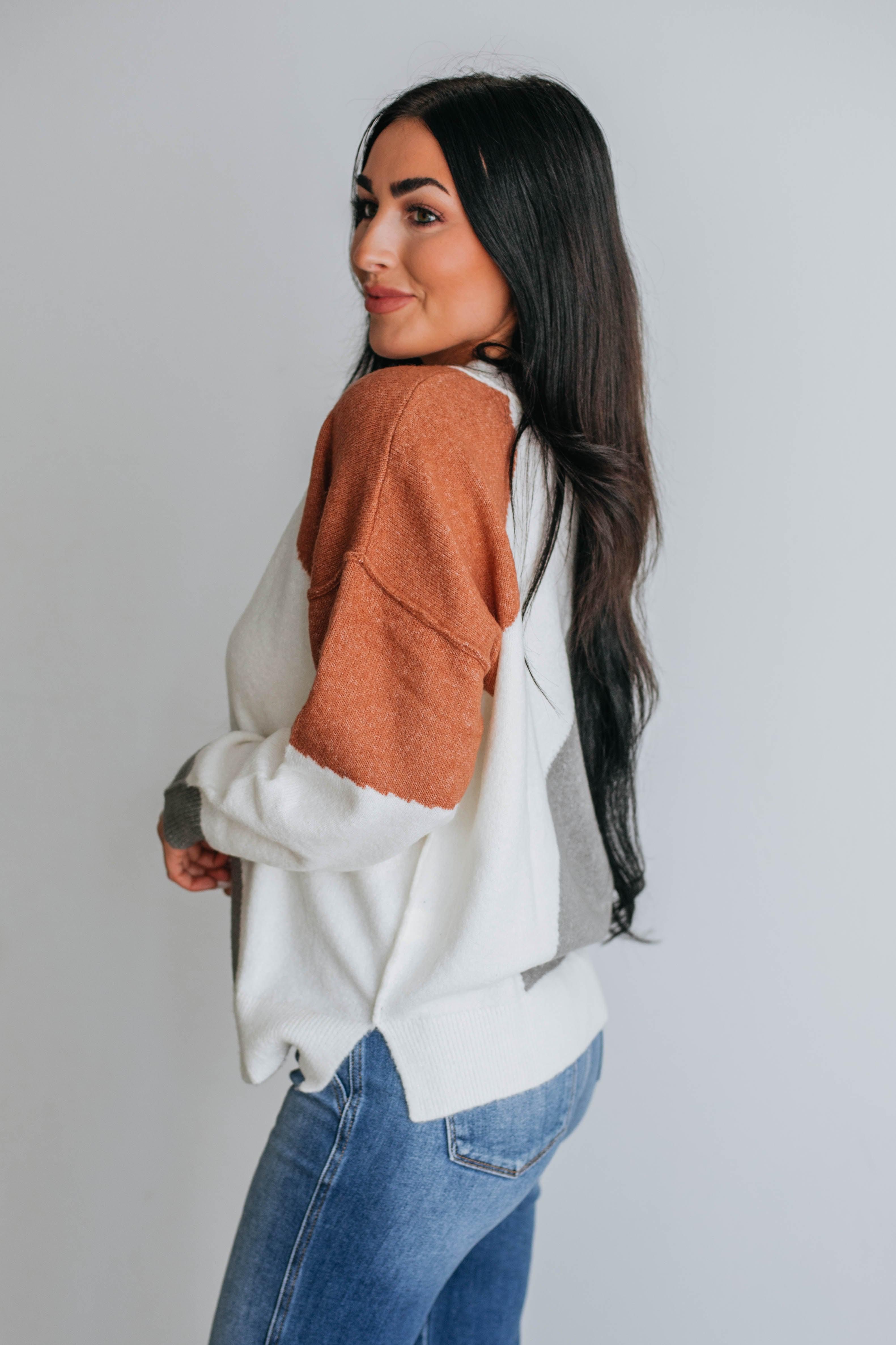 Miranda Colorblock Sweater - Grey Mix sold by Wild Oak Boutique product image thumbnail 4