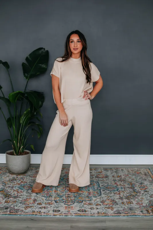 Moniz Ribbed Pants - Natural sold by Wild Oak Boutique