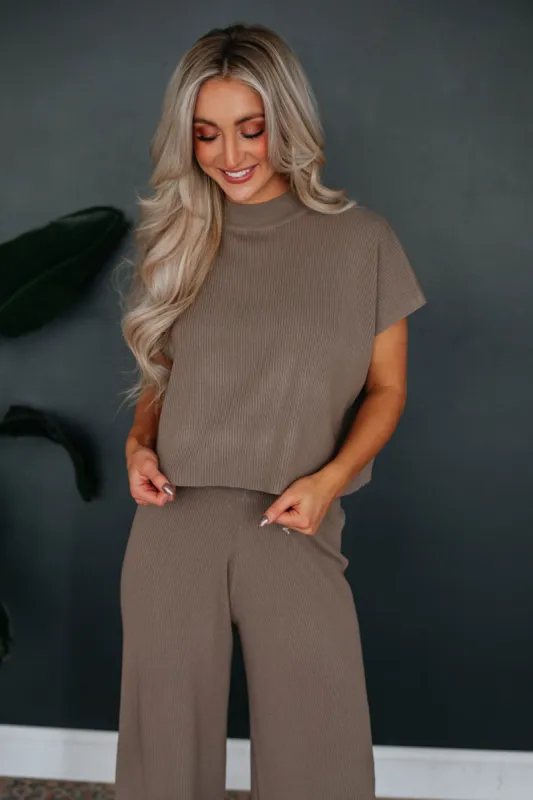 Moniz Ribbed Top - Mocha sold by Wild Oak Boutique