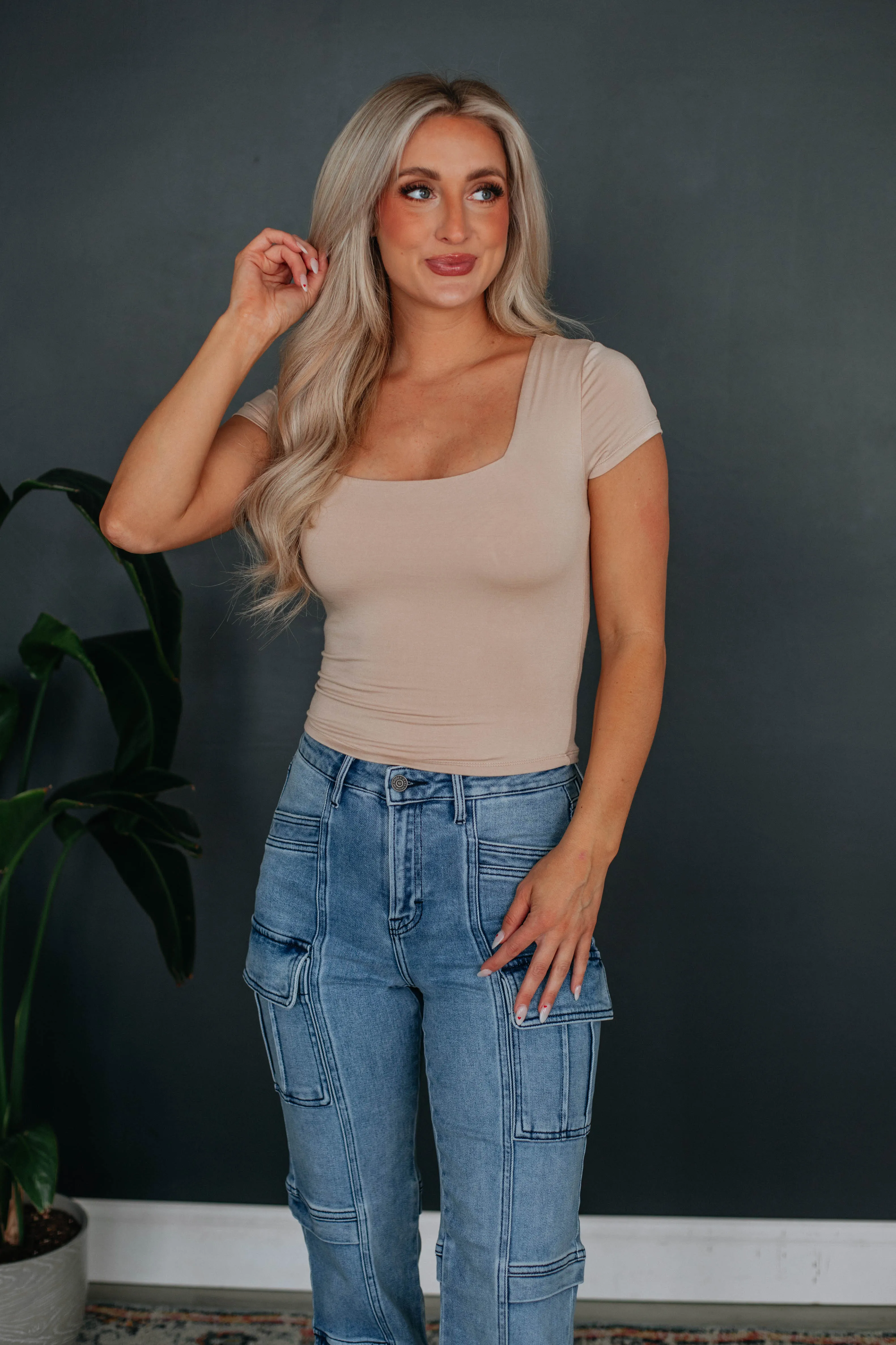 Jace Basic Top - Sand sold by Wild Oak Boutique product image thumbnail 2