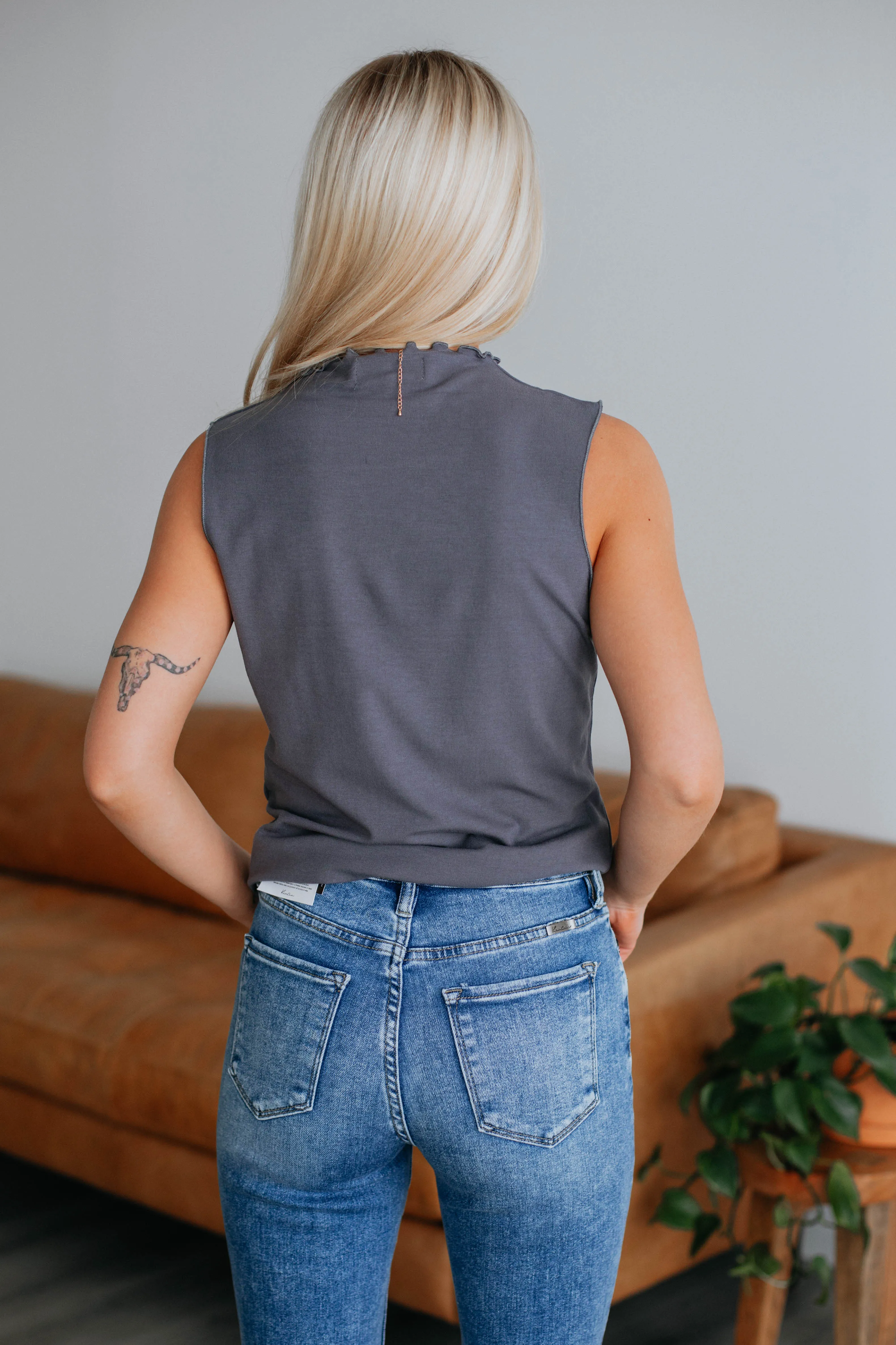 Lona Mock Neck Tank - Charcoal sold by Wild Oak Boutique product image thumbnail 4