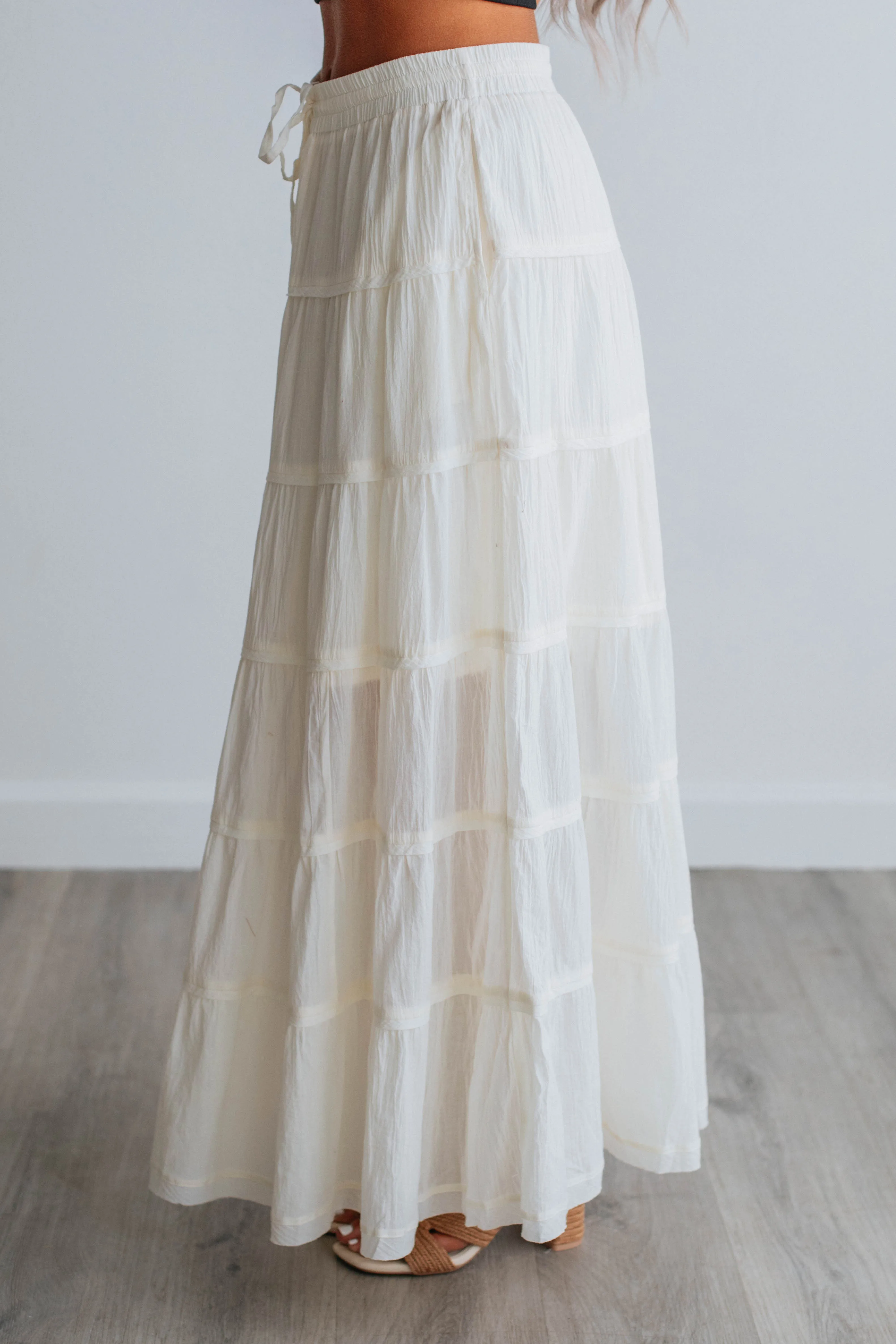 Parli Tiered Maxi Skirt - Cream sold by Wild Oak Boutique product image thumbnail 4