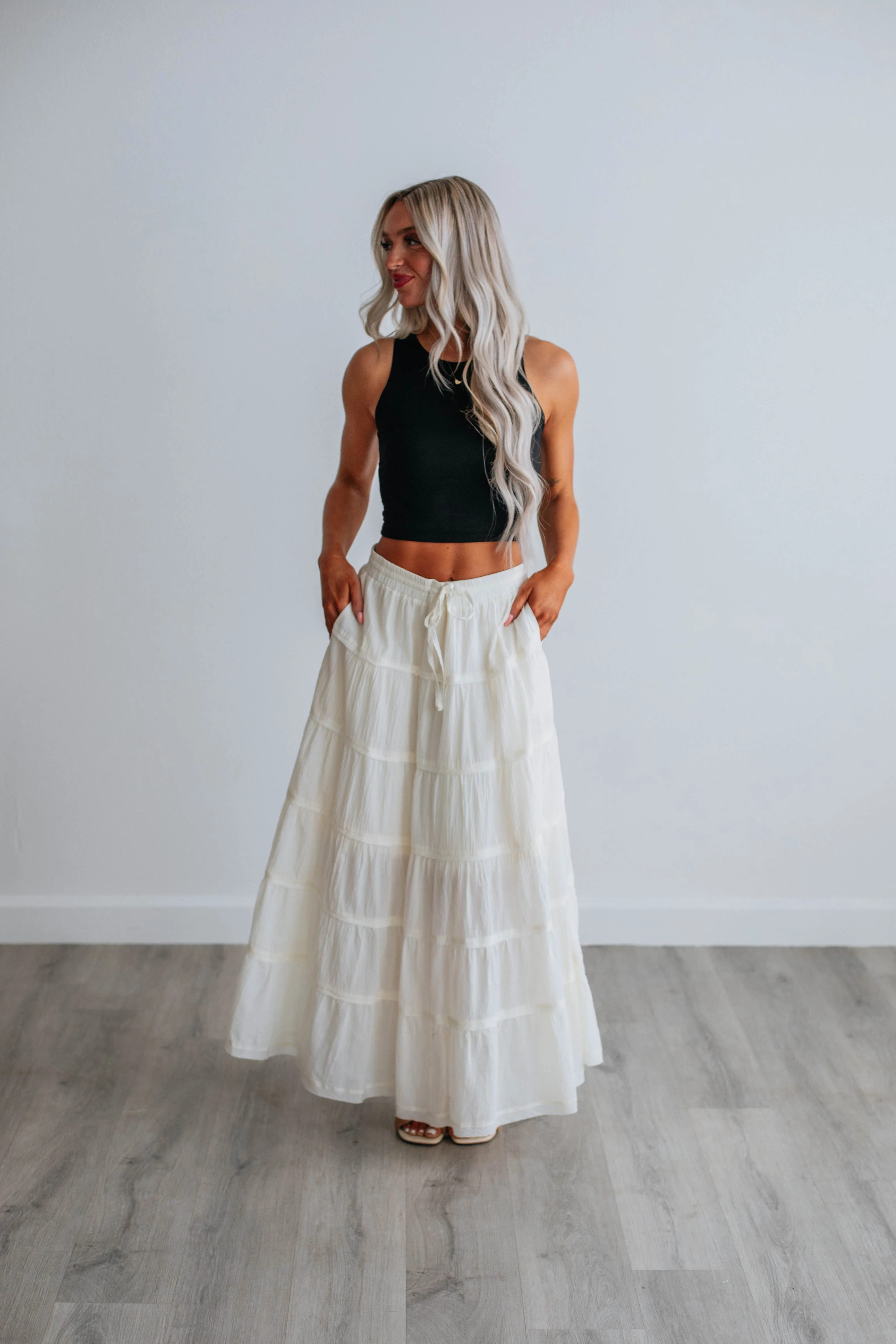 Parli Tiered Maxi Skirt - Cream sold by Wild Oak Boutique product image thumbnail 2