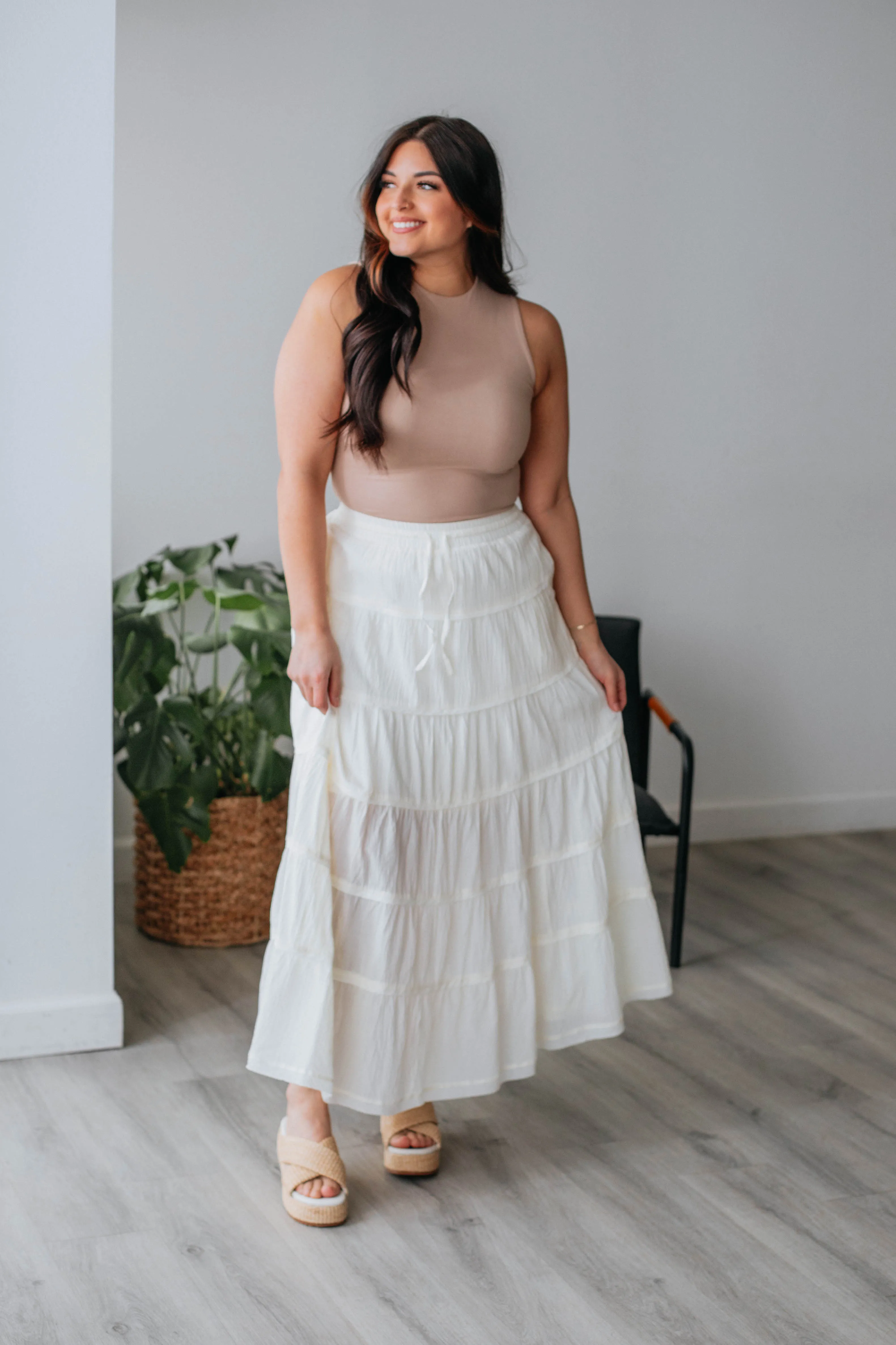 Parli Tiered Maxi Skirt - Cream sold by Wild Oak Boutique product image thumbnail 5