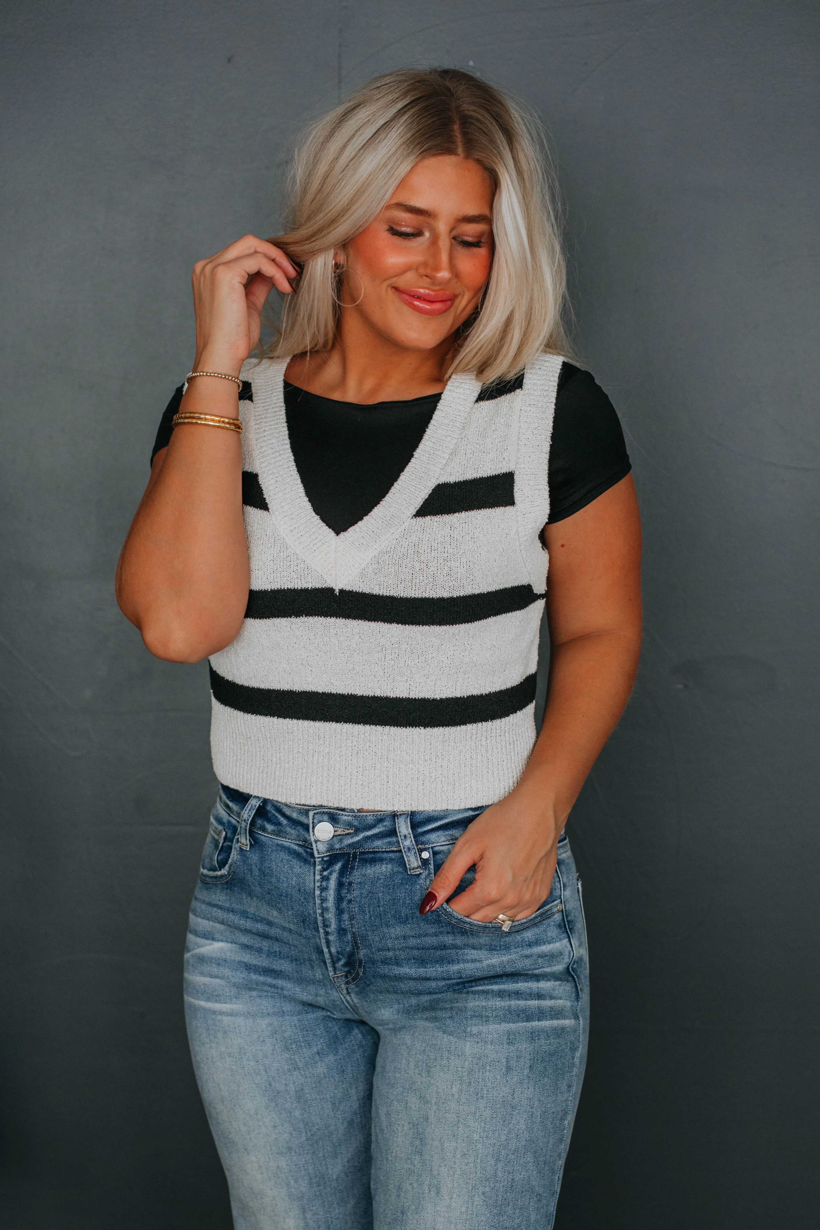 Cobie Sweater Vest - Cream Mix sold by Wild Oak Boutique