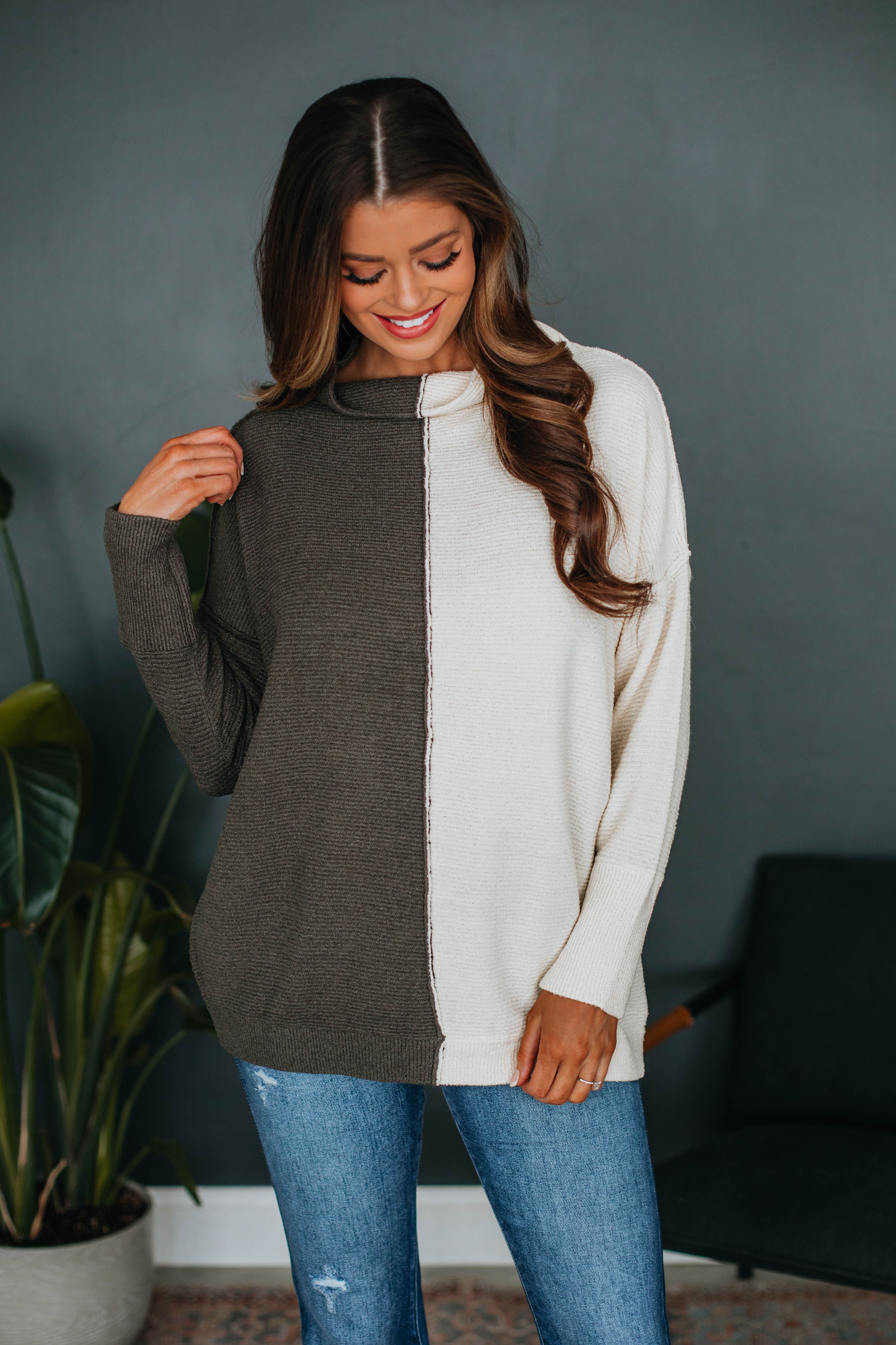 Beckham Colorblock Sweater - Cream Mix sold by Wild Oak Boutique