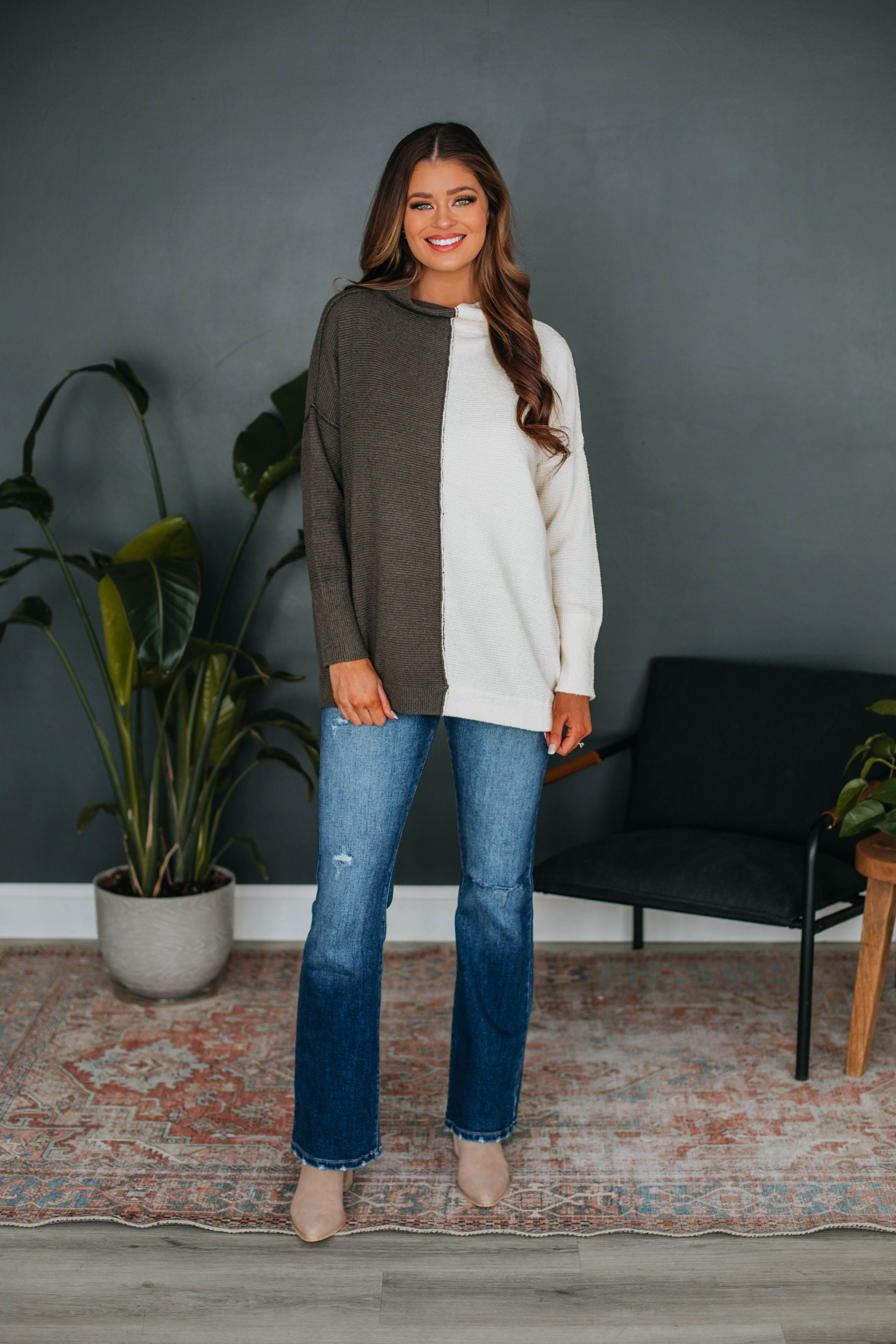 Beckham Colorblock Sweater - Cream Mix sold by Wild Oak Boutique product image thumbnail 2