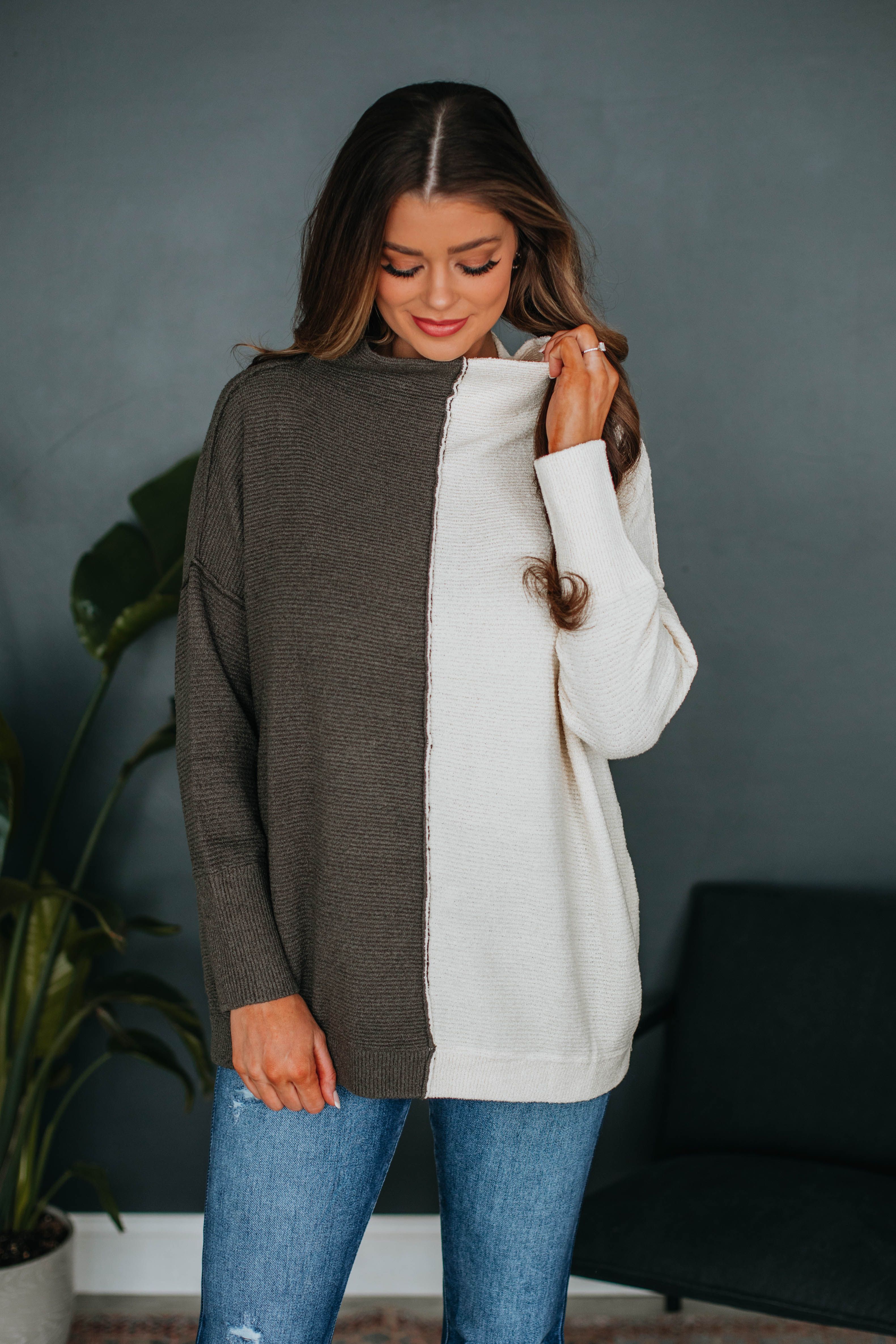 Beckham Colorblock Sweater - Cream Mix sold by Wild Oak Boutique product image thumbnail 3