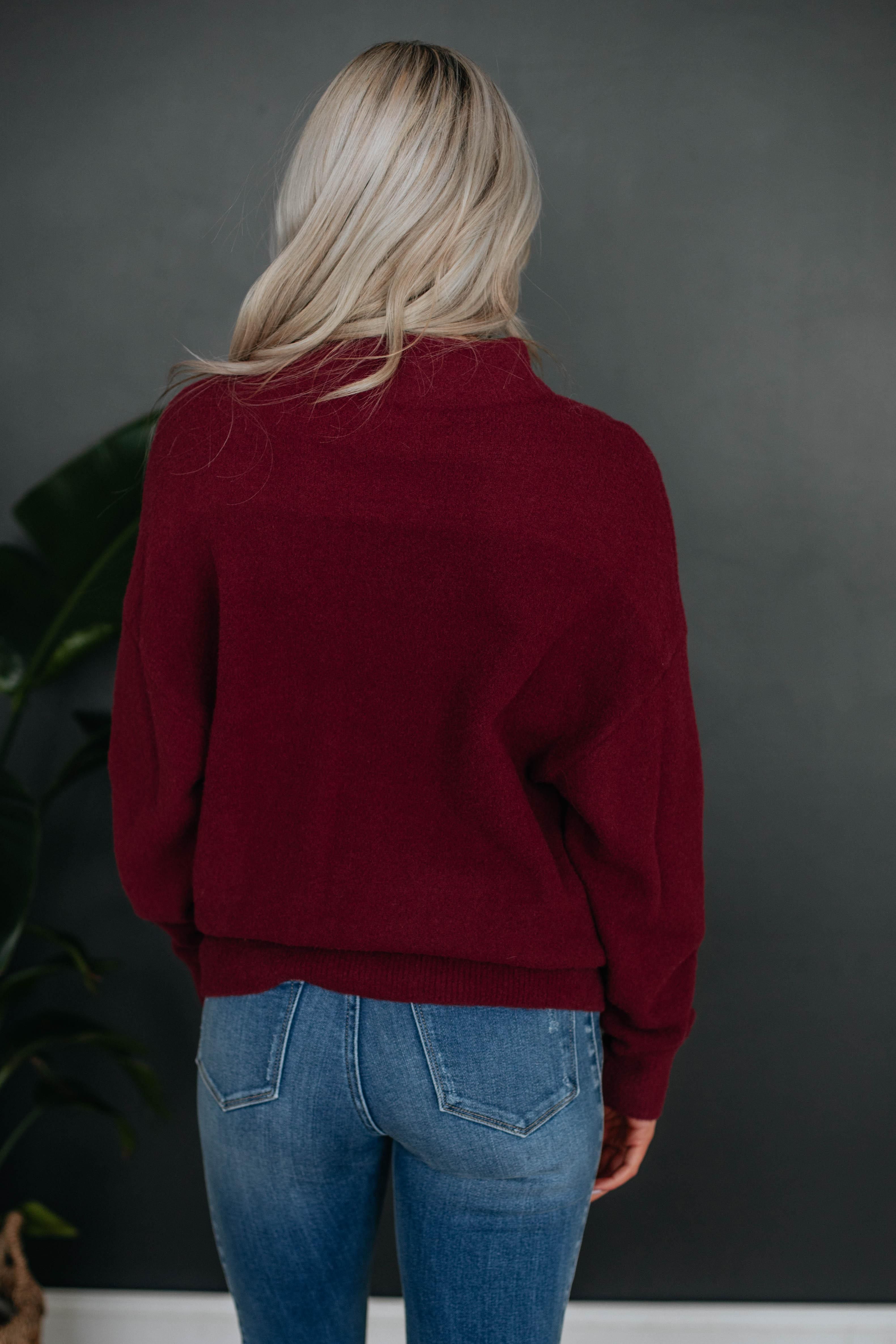 Braya Mock Neck Sweater - Wine sold by Wild Oak Boutique product image thumbnail 4