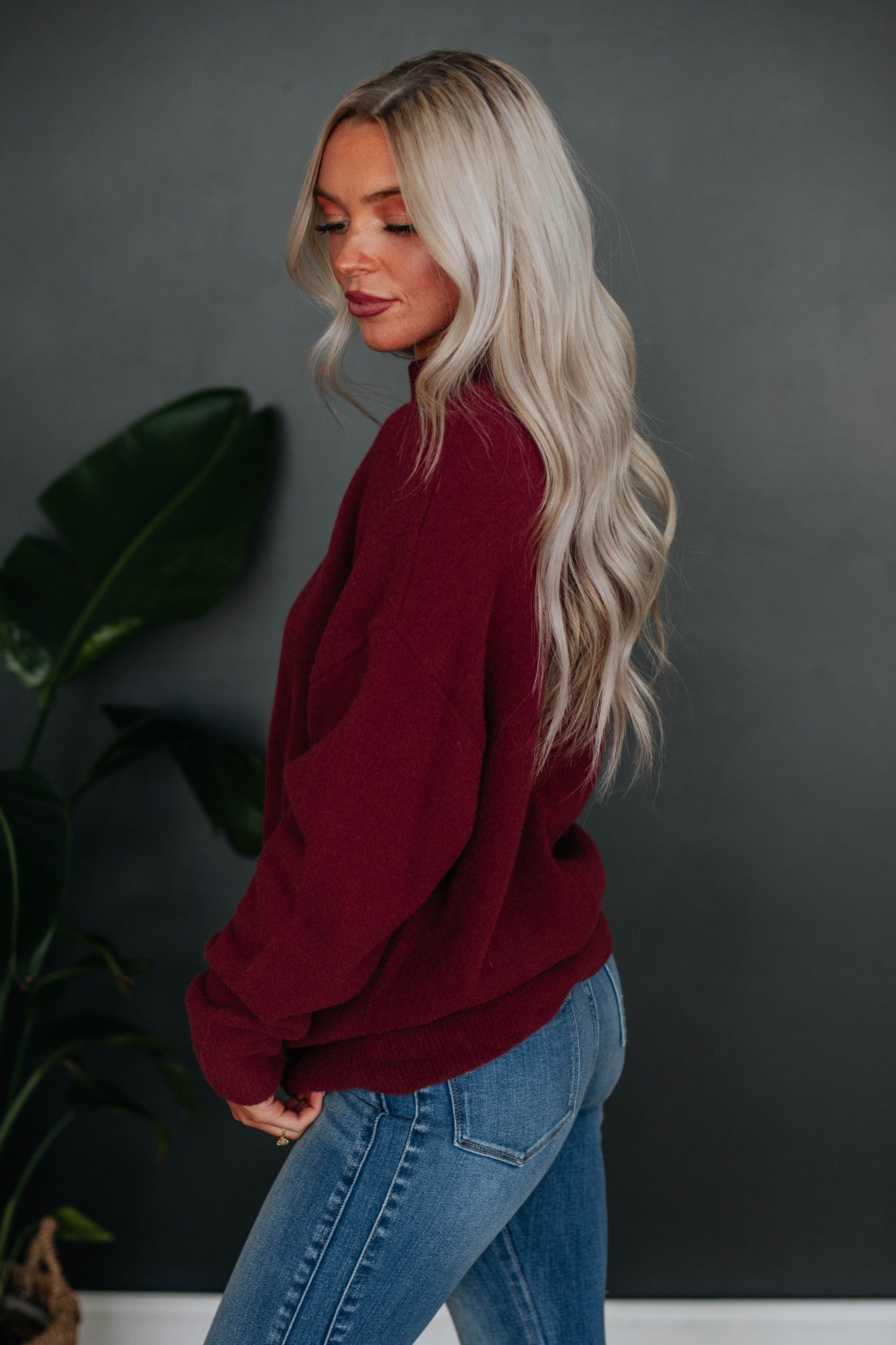 Braya Mock Neck Sweater - Wine sold by Wild Oak Boutique product image thumbnail 3