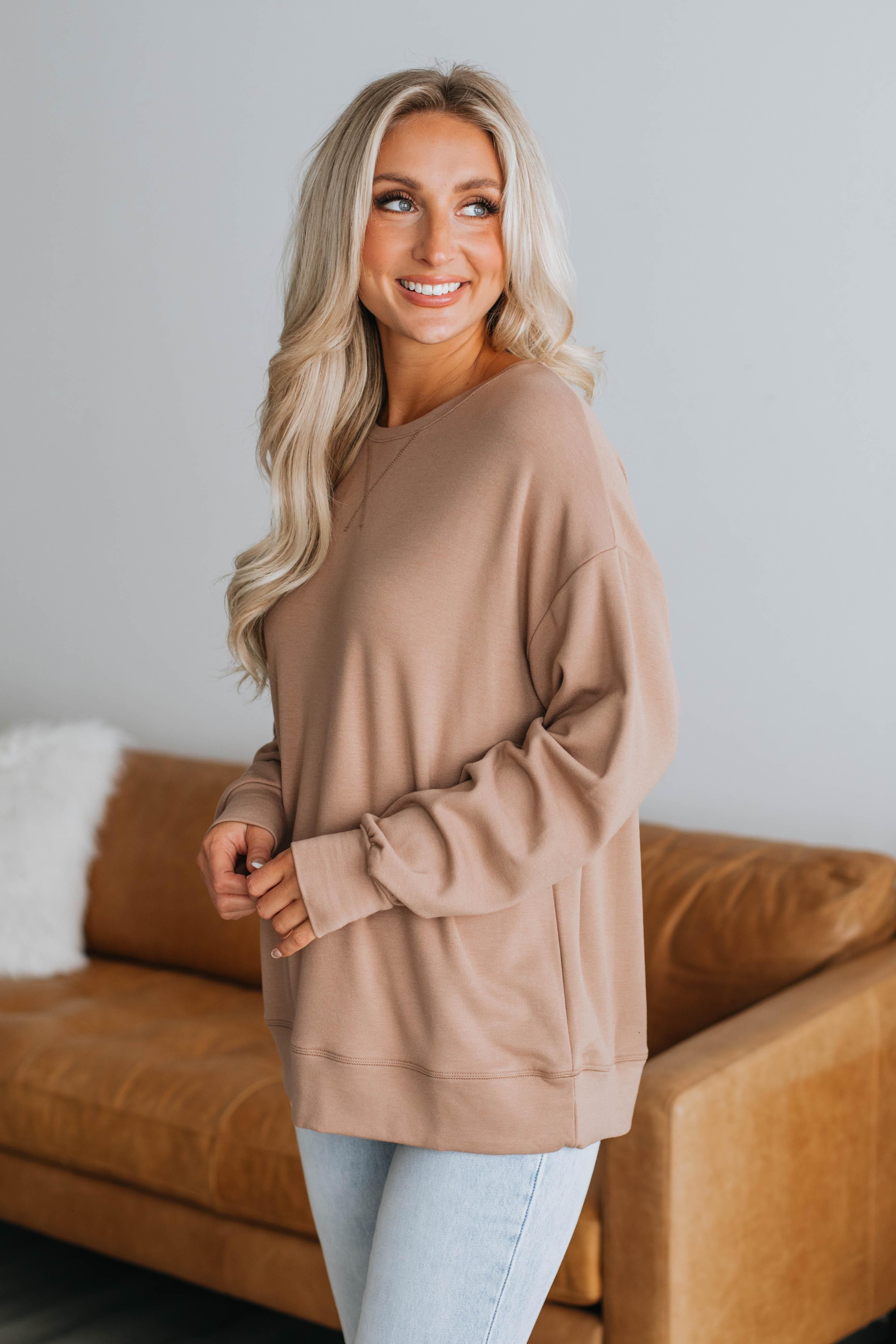 Eli Oversized Crewneck - Mocha sold by Wild Oak Boutique product image thumbnail 4