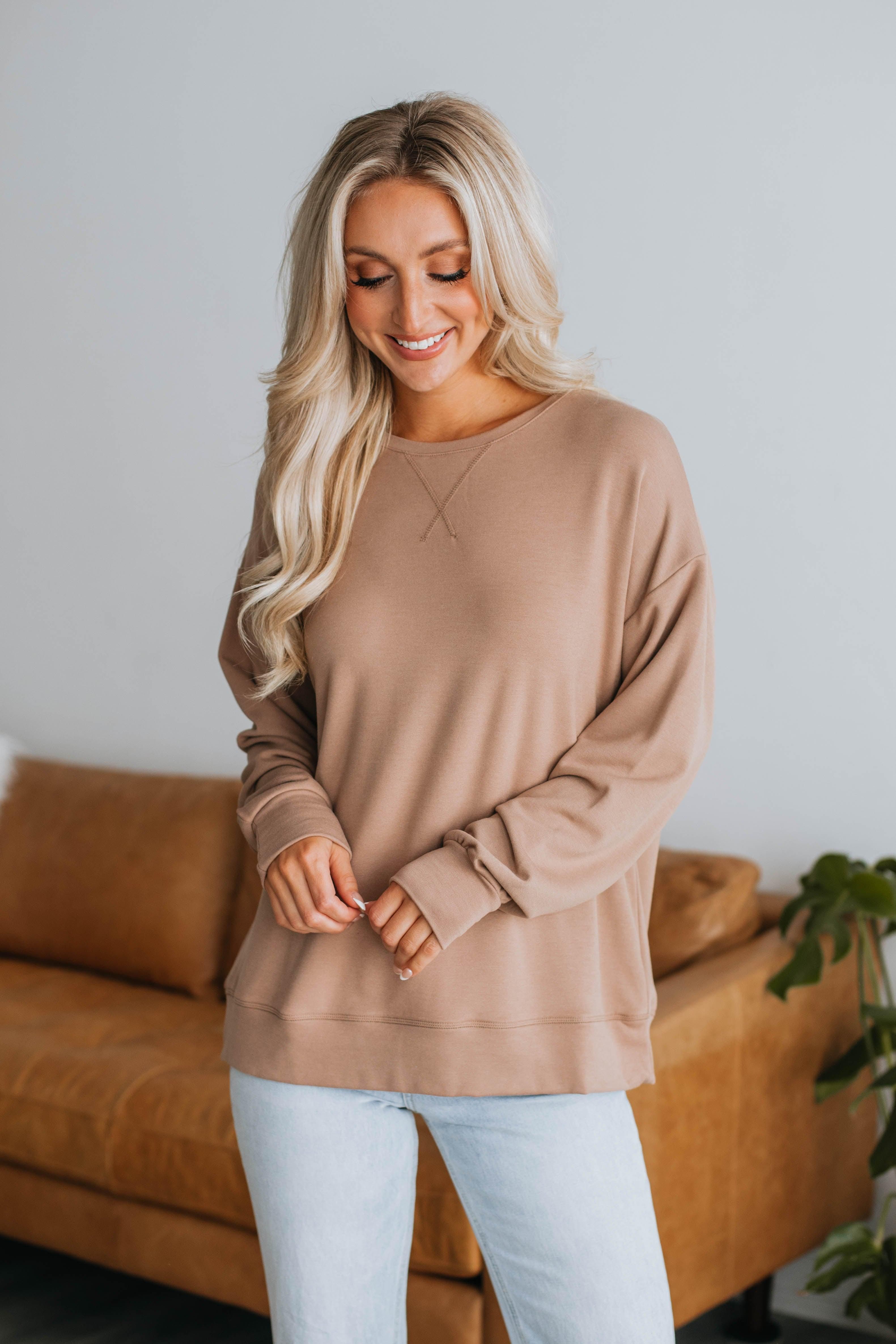 Eli Oversized Crewneck - Mocha sold by Wild Oak Boutique product image thumbnail 2