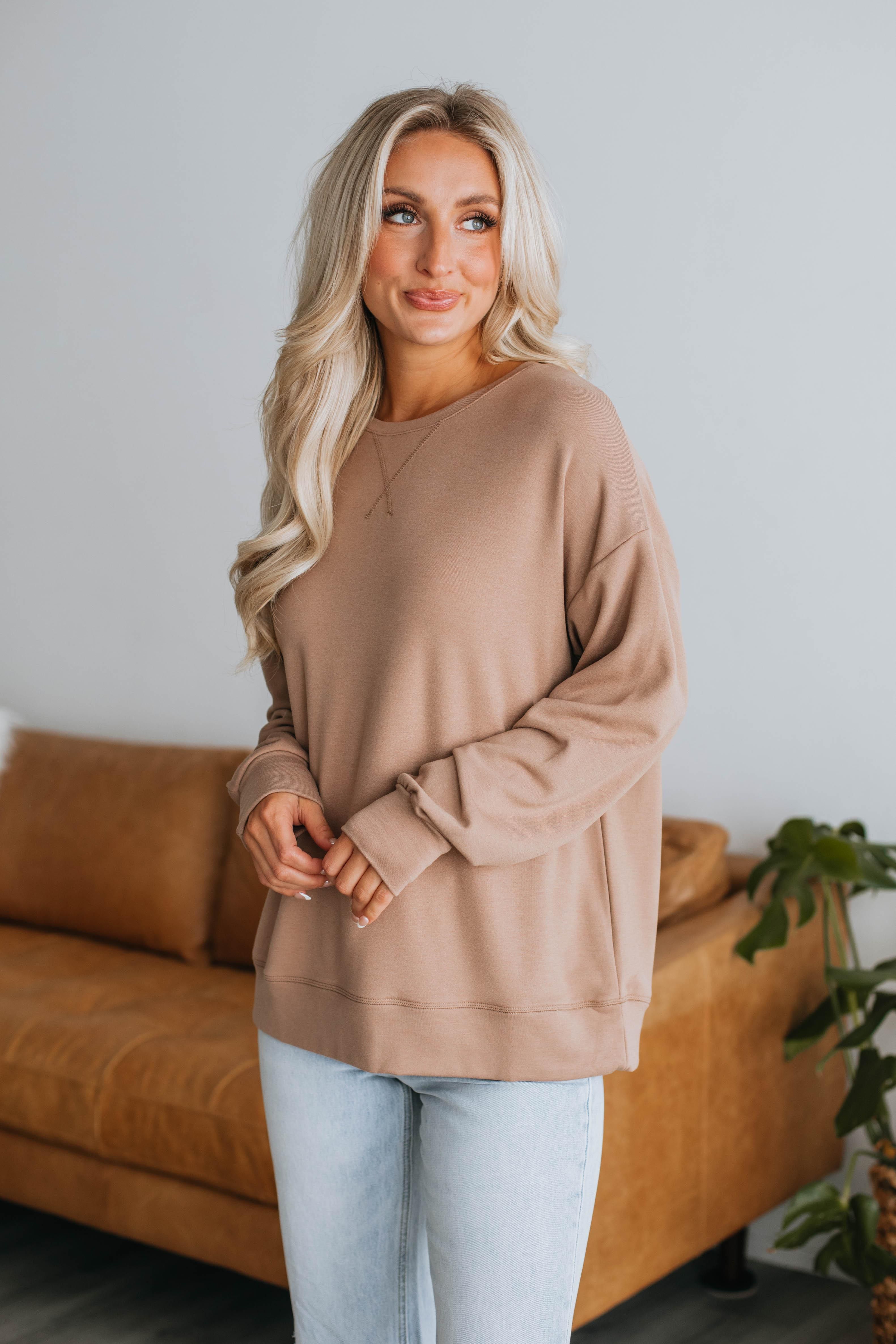 Eli Oversized Crewneck - Mocha sold by Wild Oak Boutique product image thumbnail 3