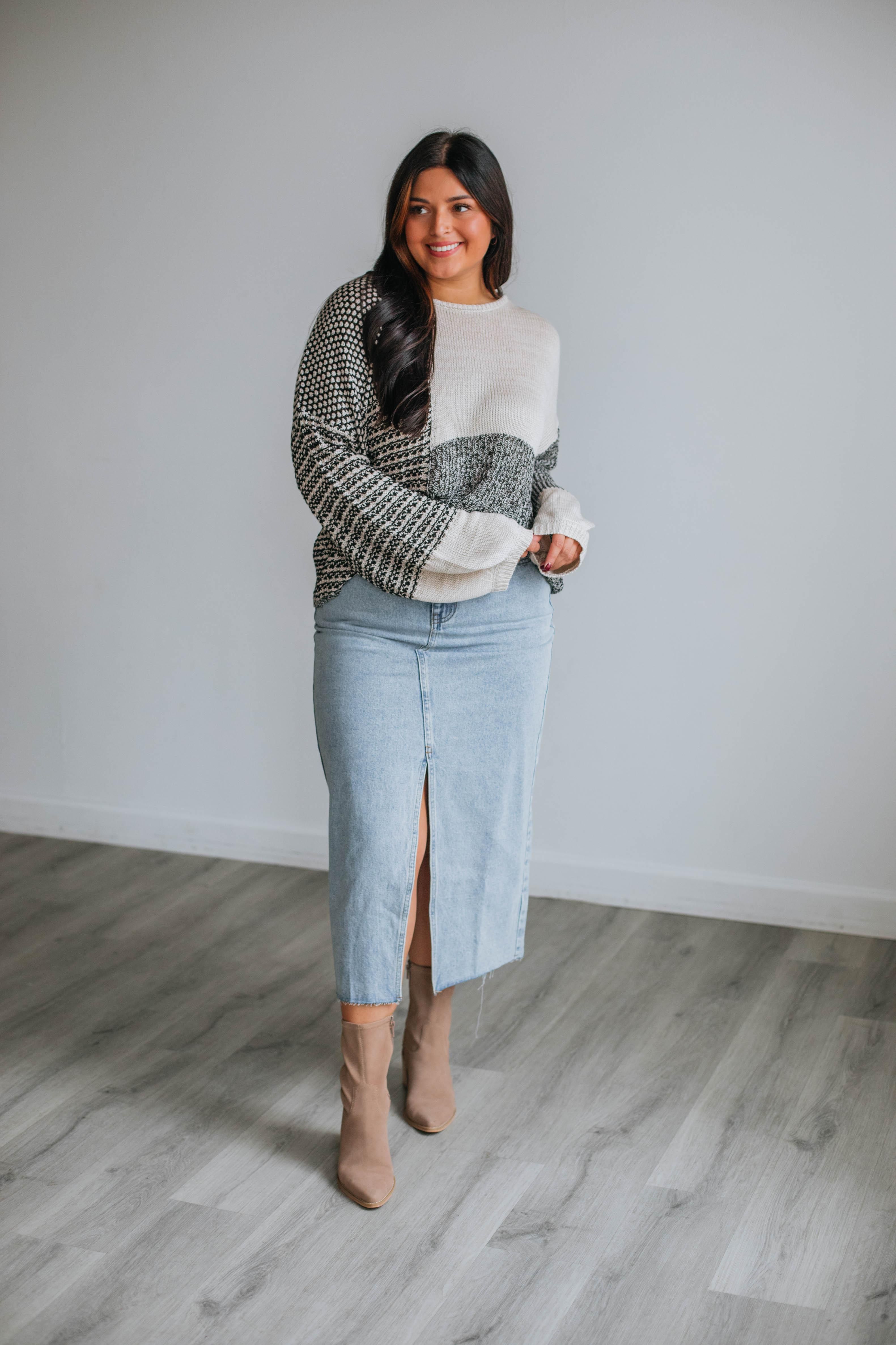 Ramone Colorblock Sweater - Black Mix sold by Wild Oak Boutique product image thumbnail 4