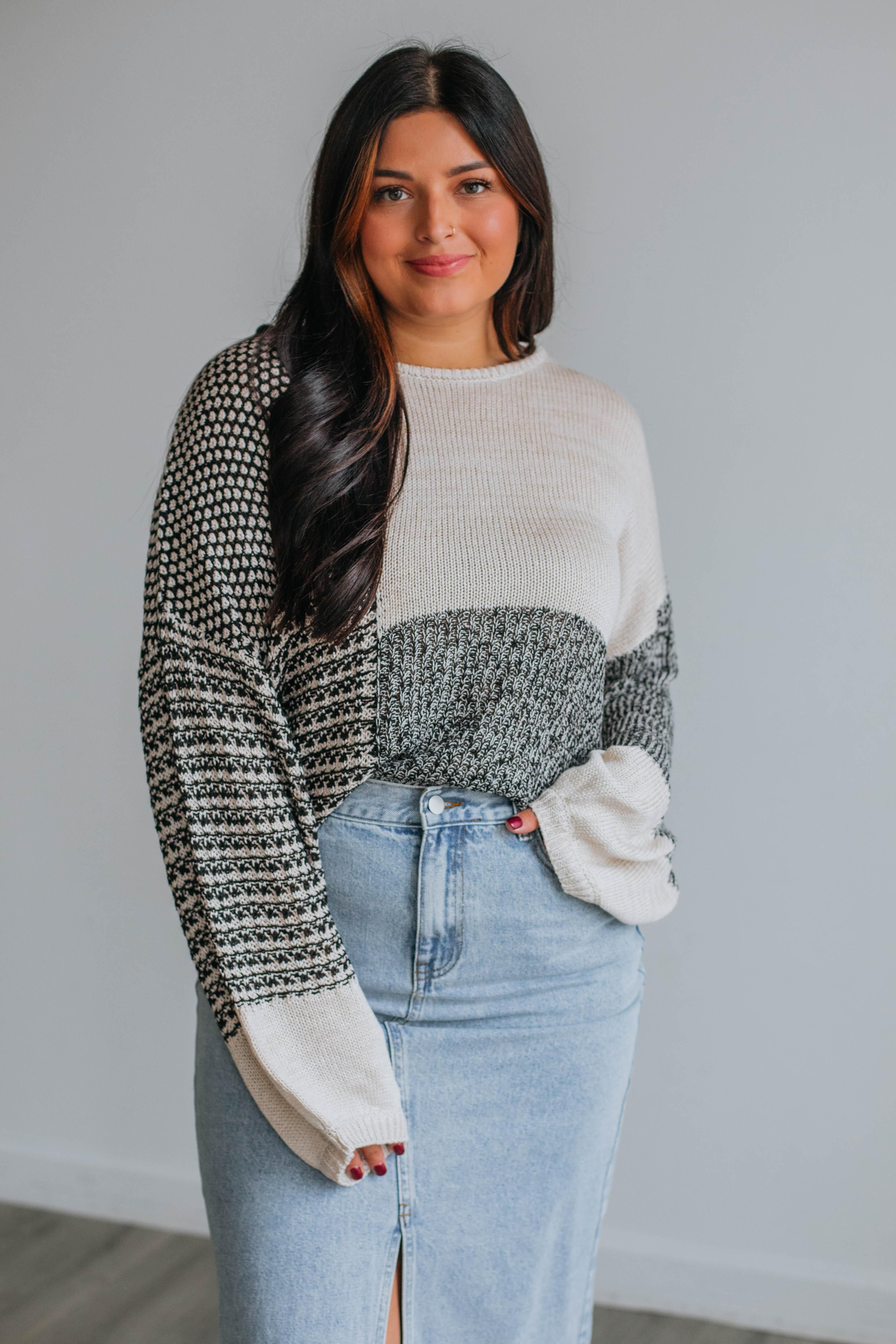 Ramone Colorblock Sweater - Black Mix sold by Wild Oak Boutique product image thumbnail 3