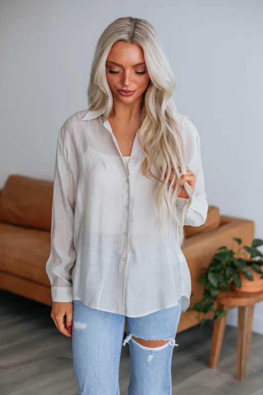 Selah Button Down - Stone sold by Wild Oak Boutique