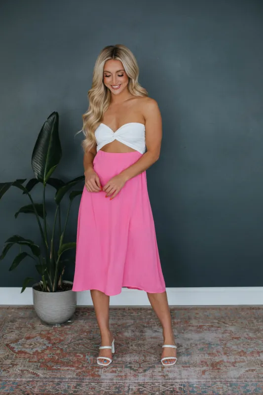 Alexandria Midi Dress - Bubblegum sold by Wild Oak Boutique