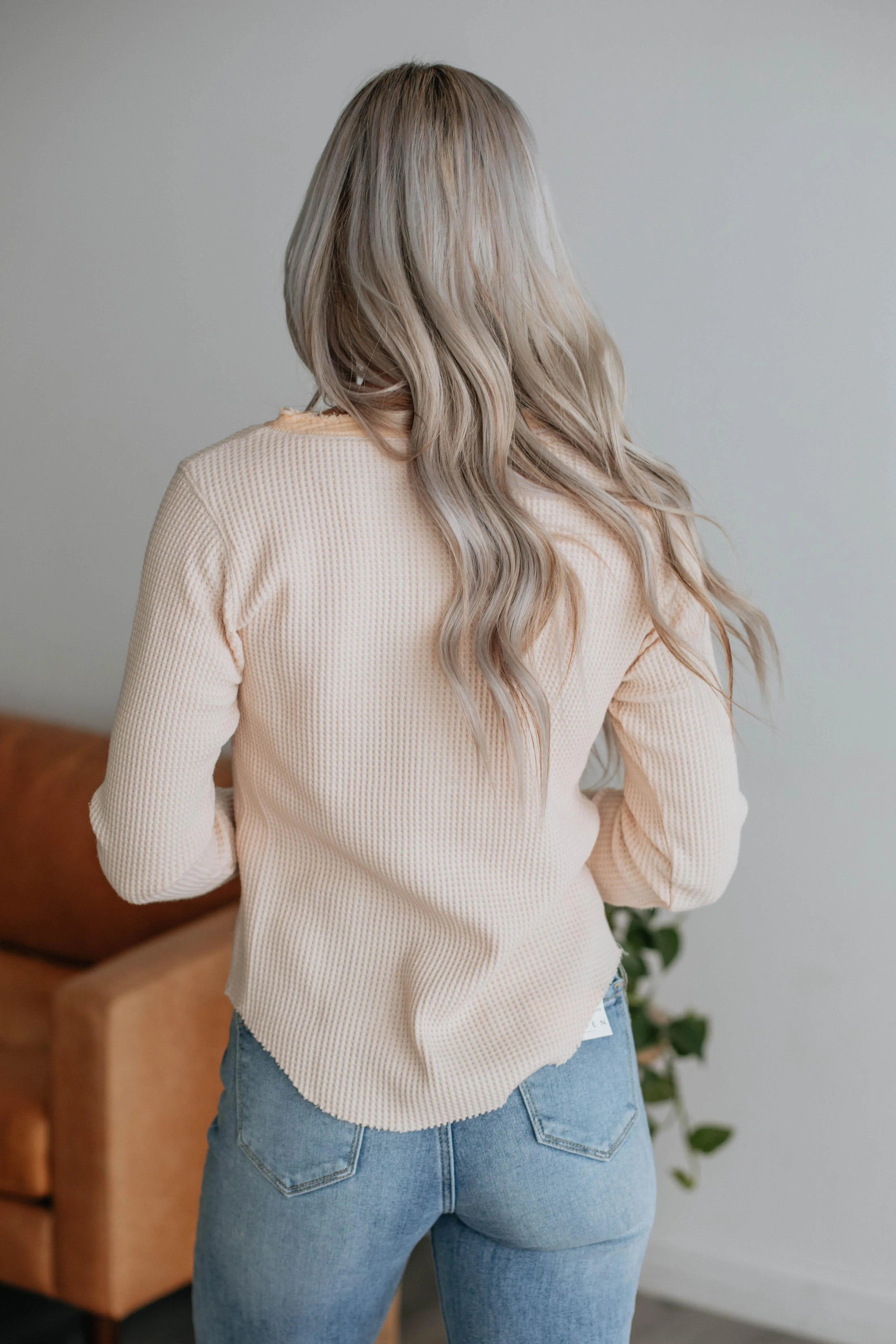 Cielle Waffle Knit Top - Cream sold by Wild Oak Boutique product image thumbnail 5