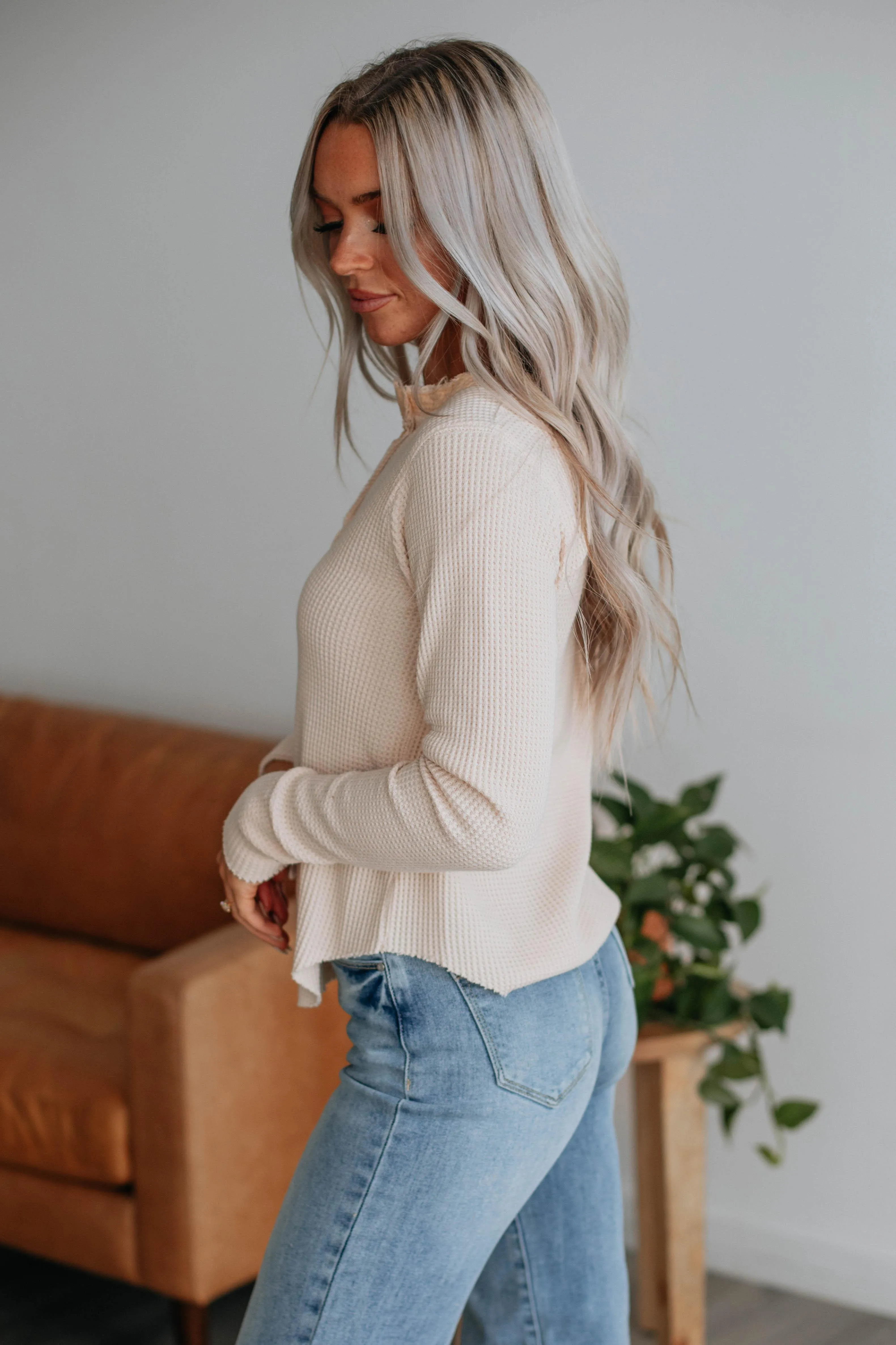 Cielle Waffle Knit Top - Cream sold by Wild Oak Boutique product image thumbnail 3