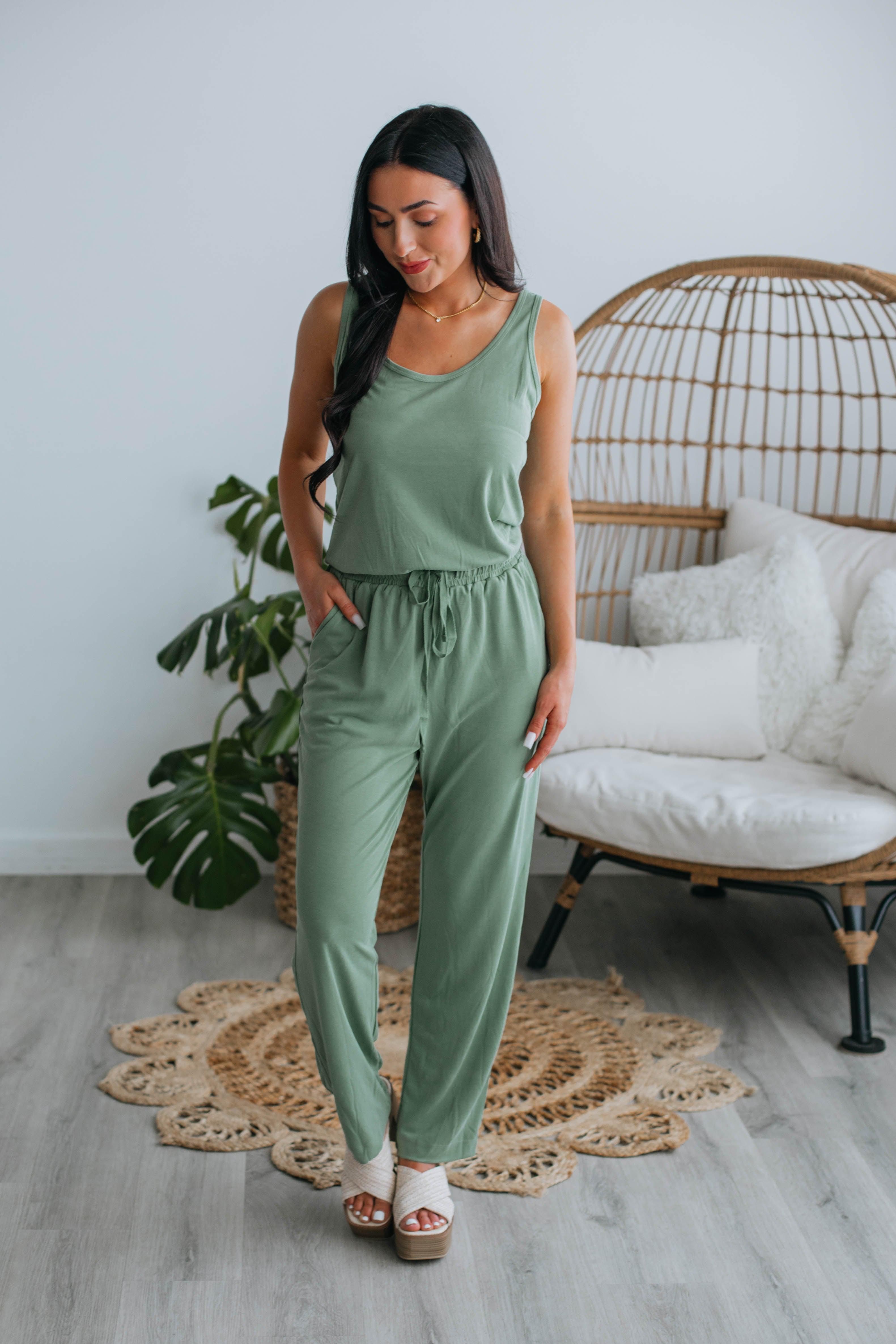 Ashanti Jumpsuit - Sage sold by Wild Oak Boutique