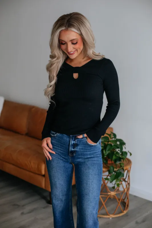 Amy Ribbed Top - Black sold by Wild Oak Boutique