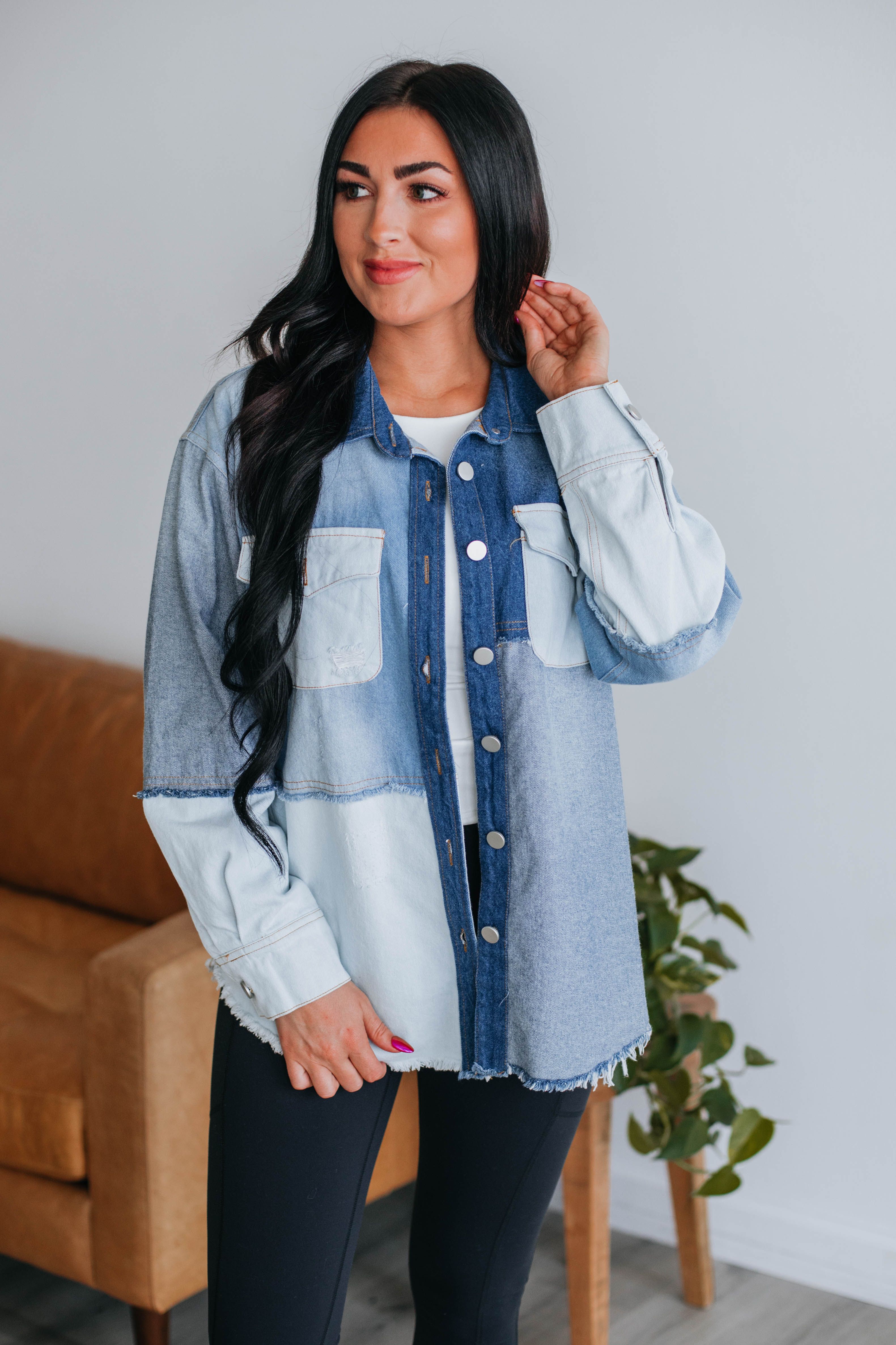 Alexandra Denim Shacket sold by Wild Oak Boutique