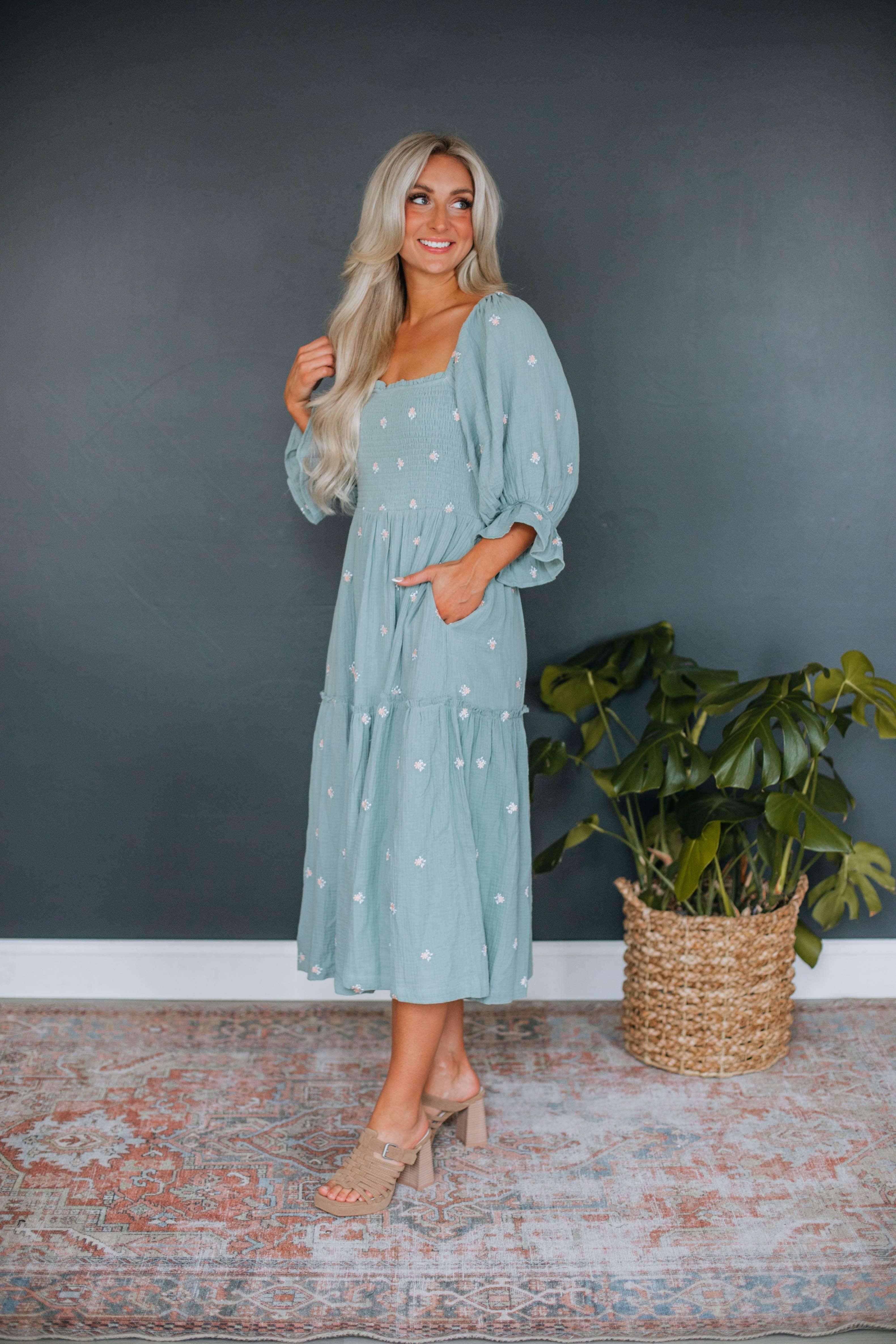 Darcy Midi Dress - Sage sold by Wild Oak Boutique product image thumbnail 2
