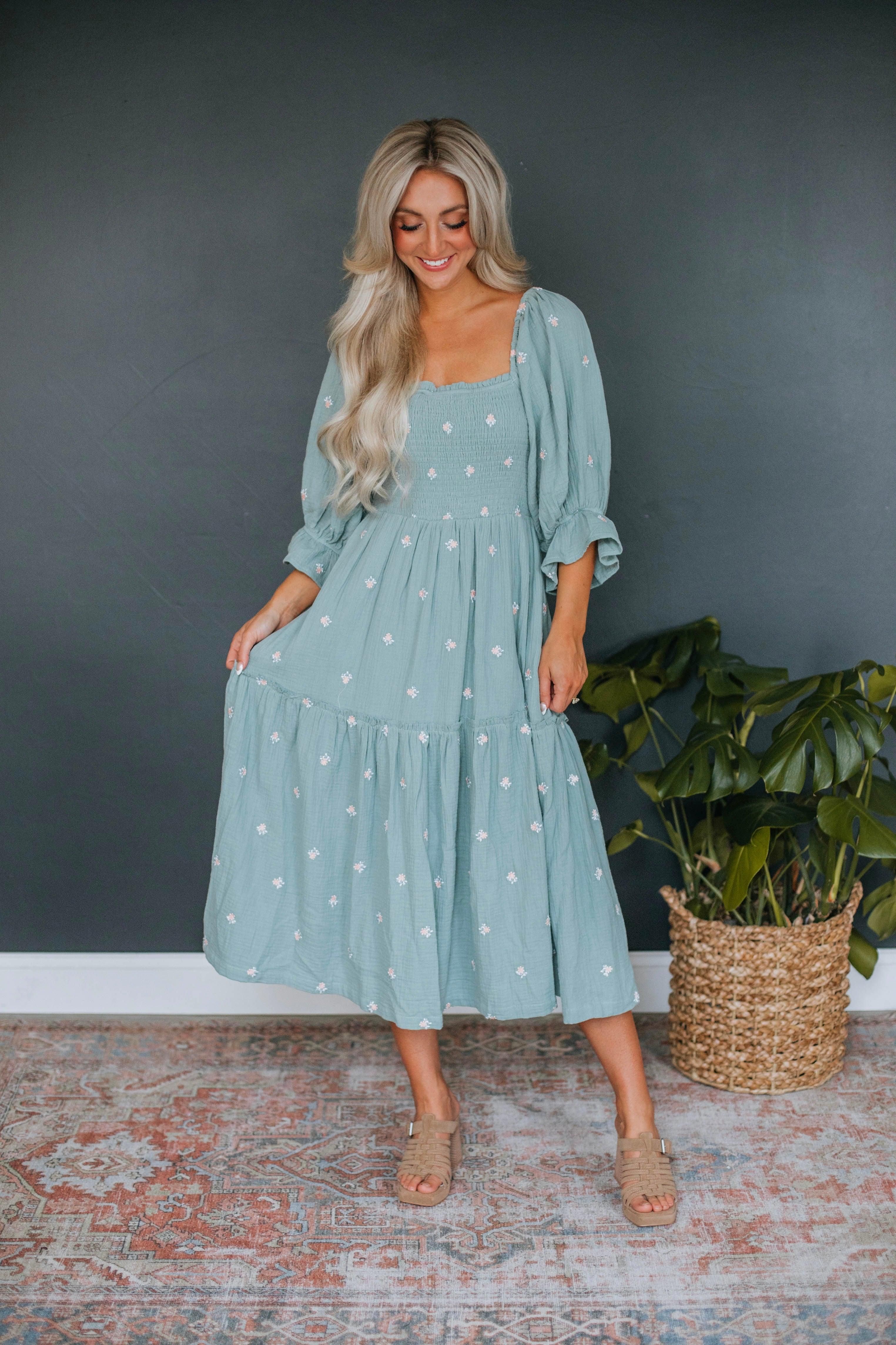 Darcy Midi Dress - Sage sold by Wild Oak Boutique product image thumbnail 3