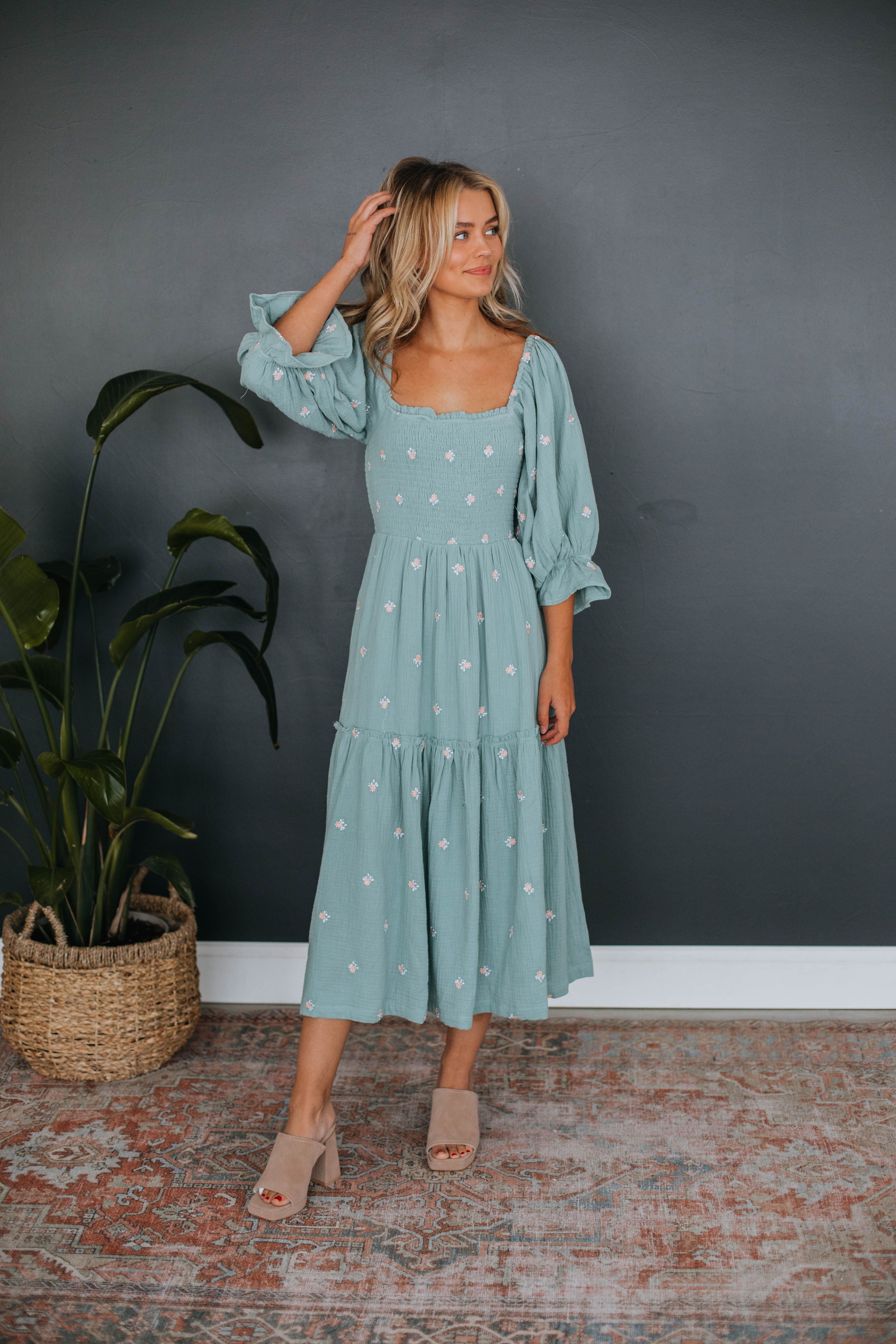 Darcy Midi Dress - Sage sold by Wild Oak Boutique product image thumbnail 5