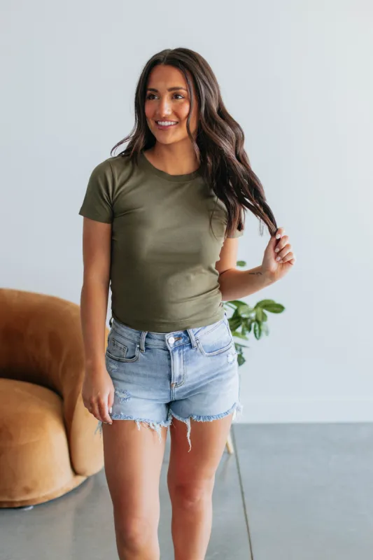 Hudson Basic Tee - Dark Olive sold by Wild Oak Boutique
