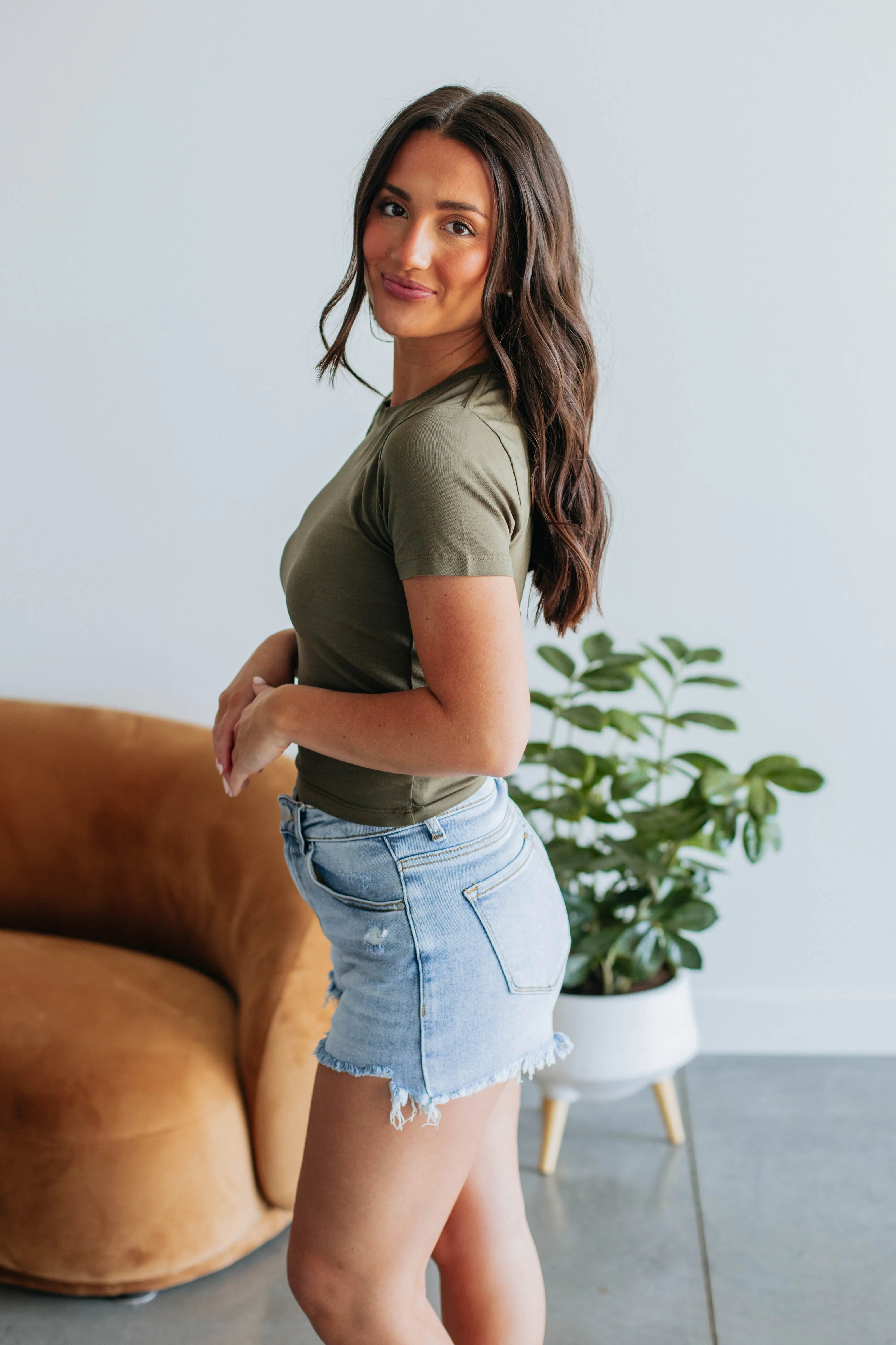 Hudson Basic Tee - Dark Olive sold by Wild Oak Boutique product image thumbnail 3