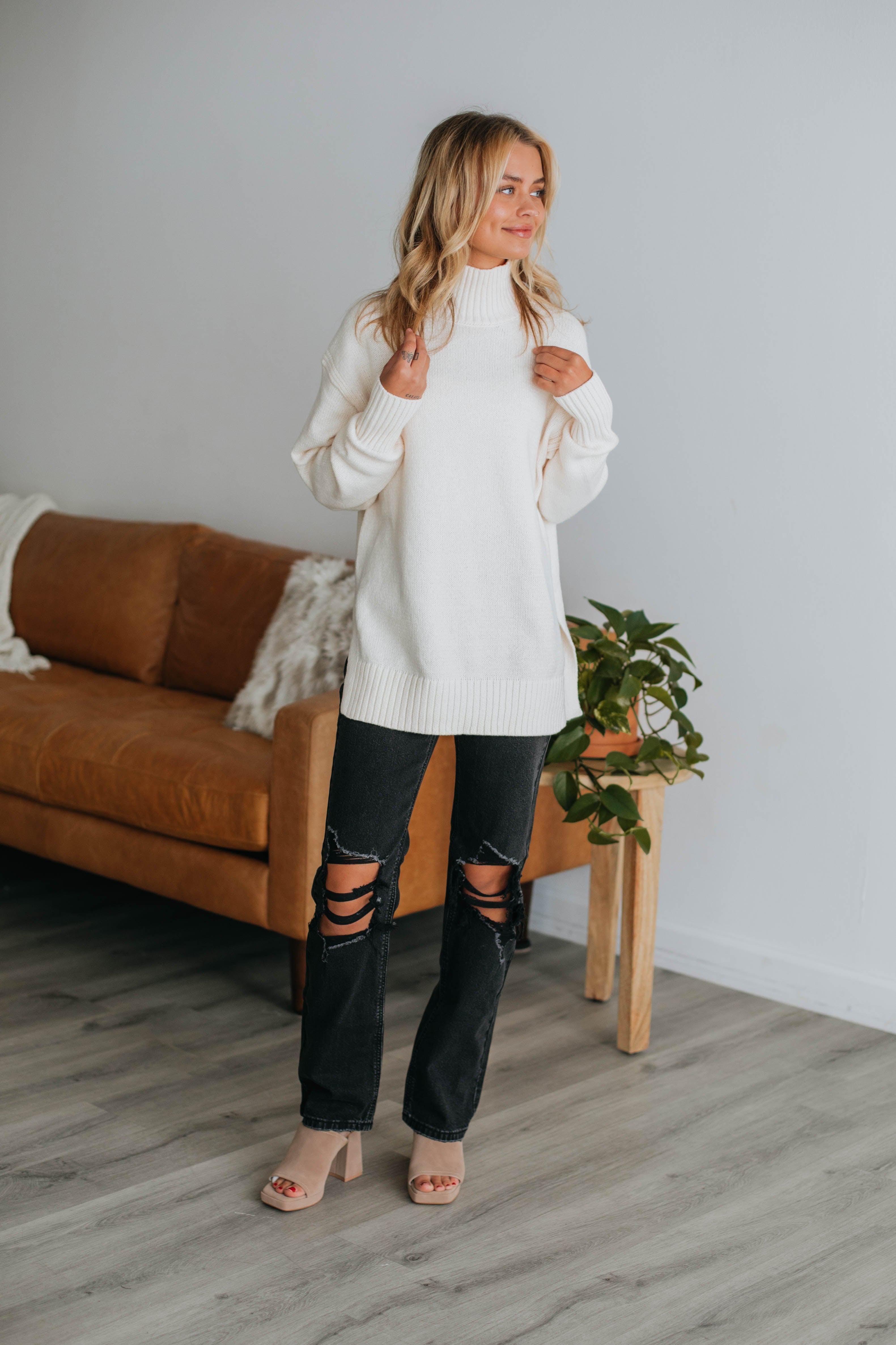 Celeste Turtleneck Sweater - Cream sold by Wild Oak Boutique product image thumbnail 3