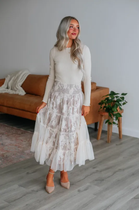 Avari Tiered Mesh Skirt - Mocha sold by Wild Oak Boutique