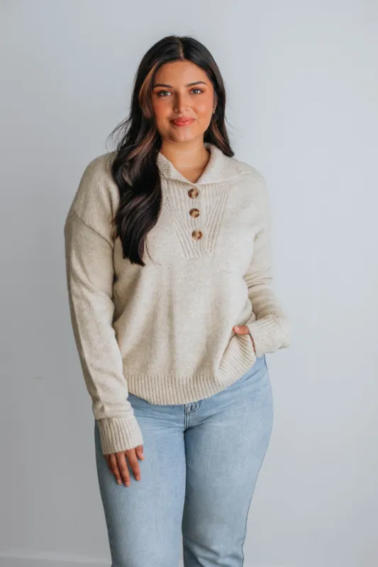 Ronnie Sweater - Oatmeal sold by Wild Oak Boutique
