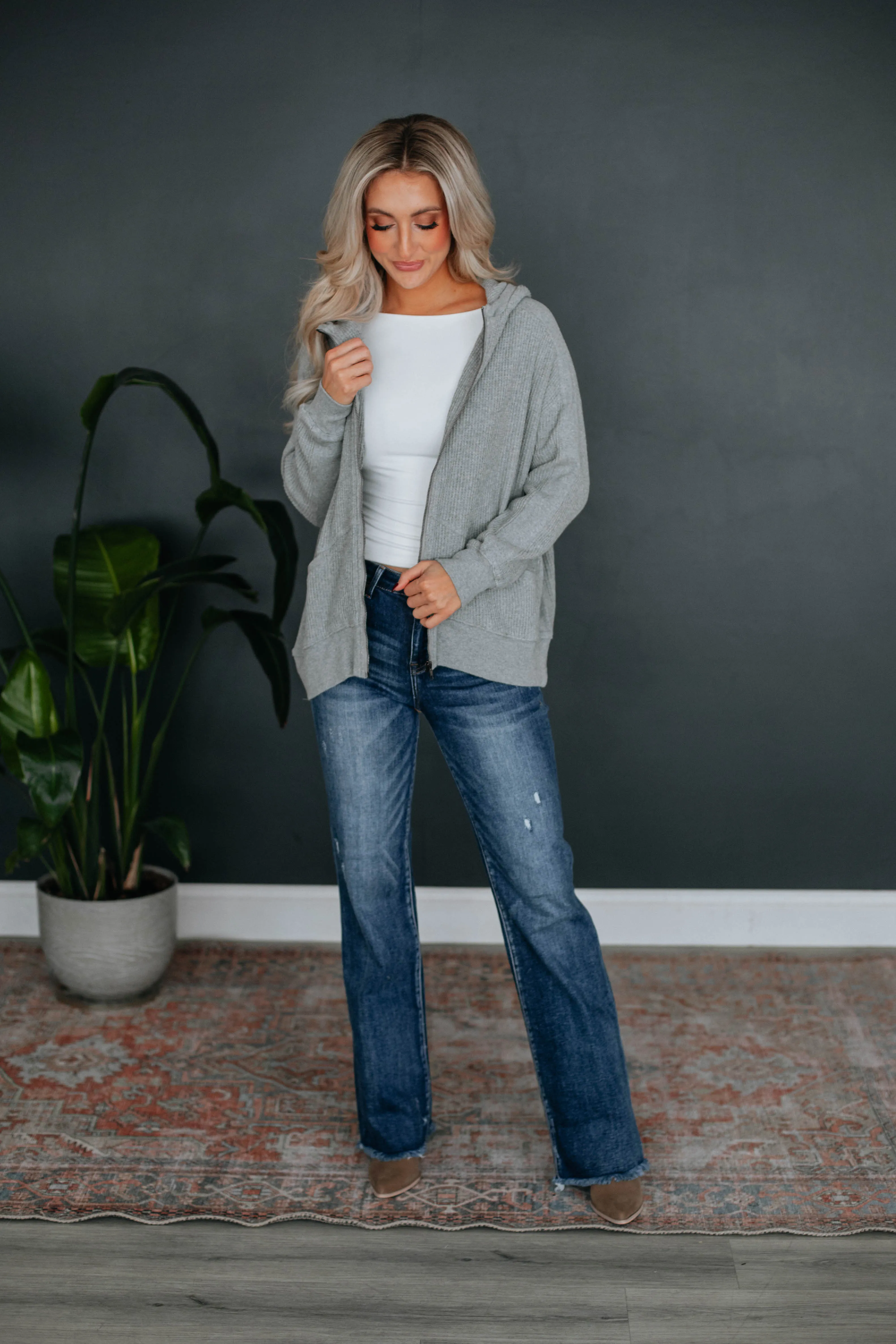 Zeldine Zip-Up Jacket - Heather Grey sold by Wild Oak Boutique product image thumbnail 5