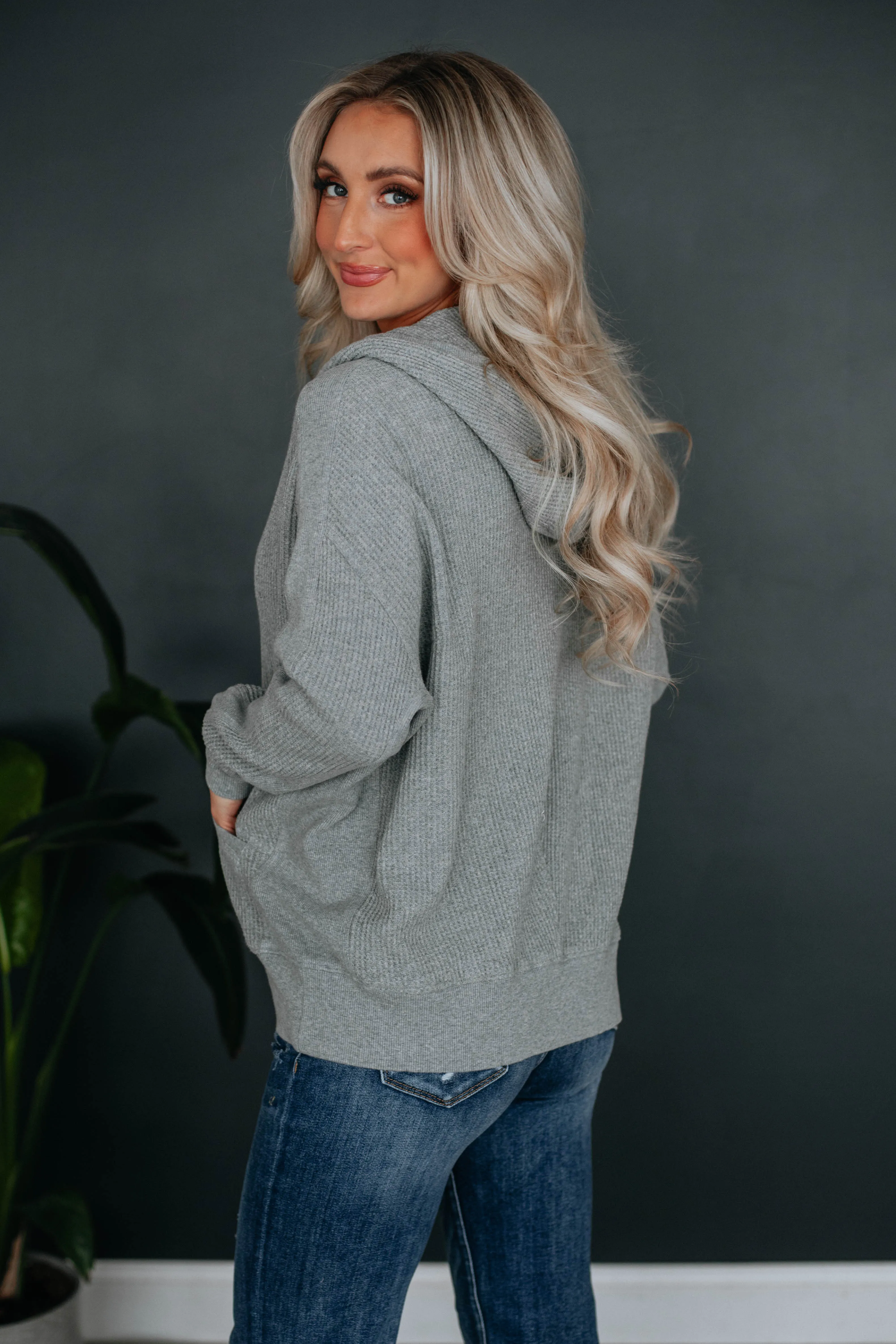 Zeldine Zip-Up Jacket - Heather Grey sold by Wild Oak Boutique product image thumbnail 2