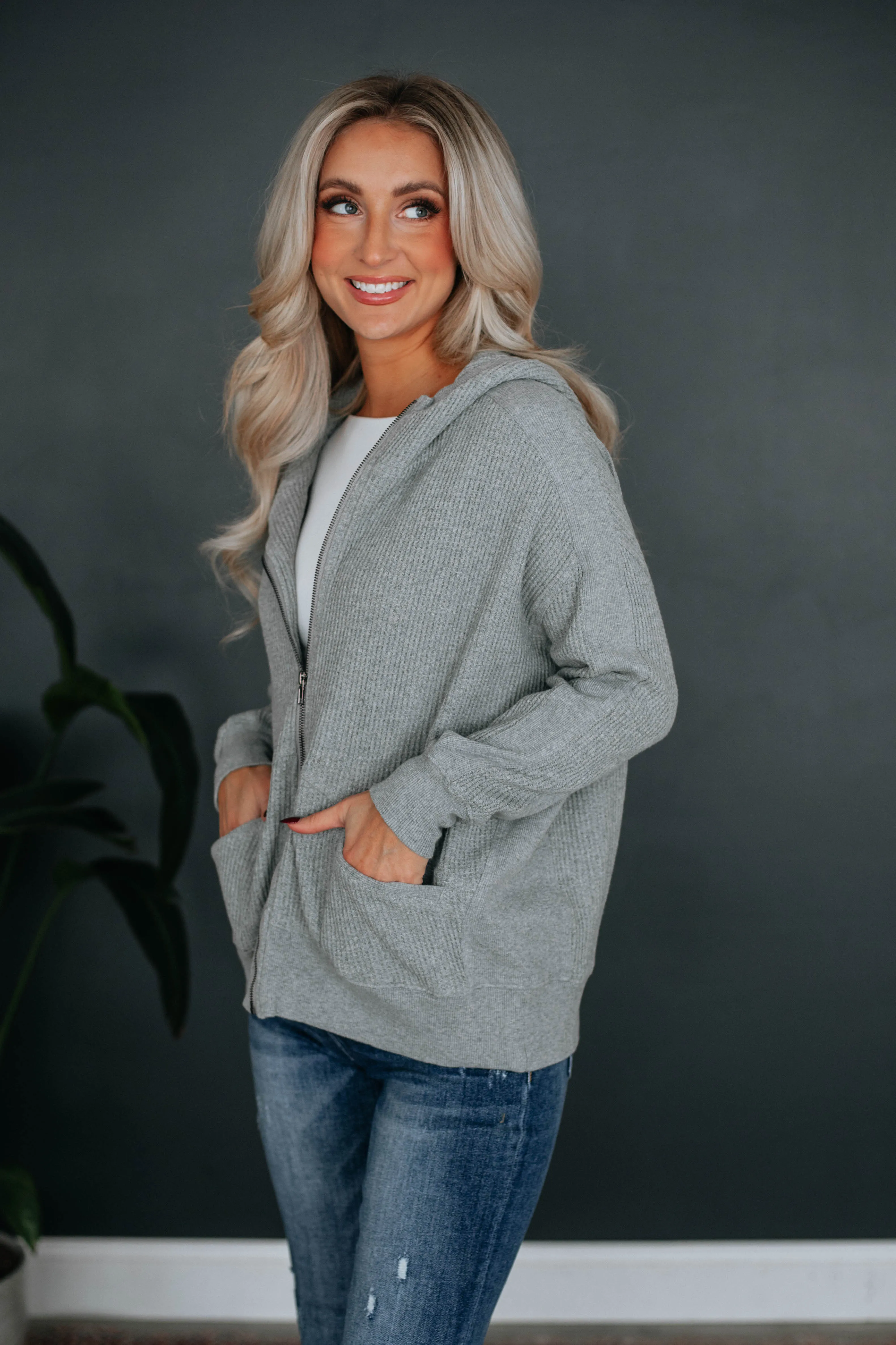Zeldine Zip-Up Jacket - Heather Grey sold by Wild Oak Boutique product image thumbnail 4