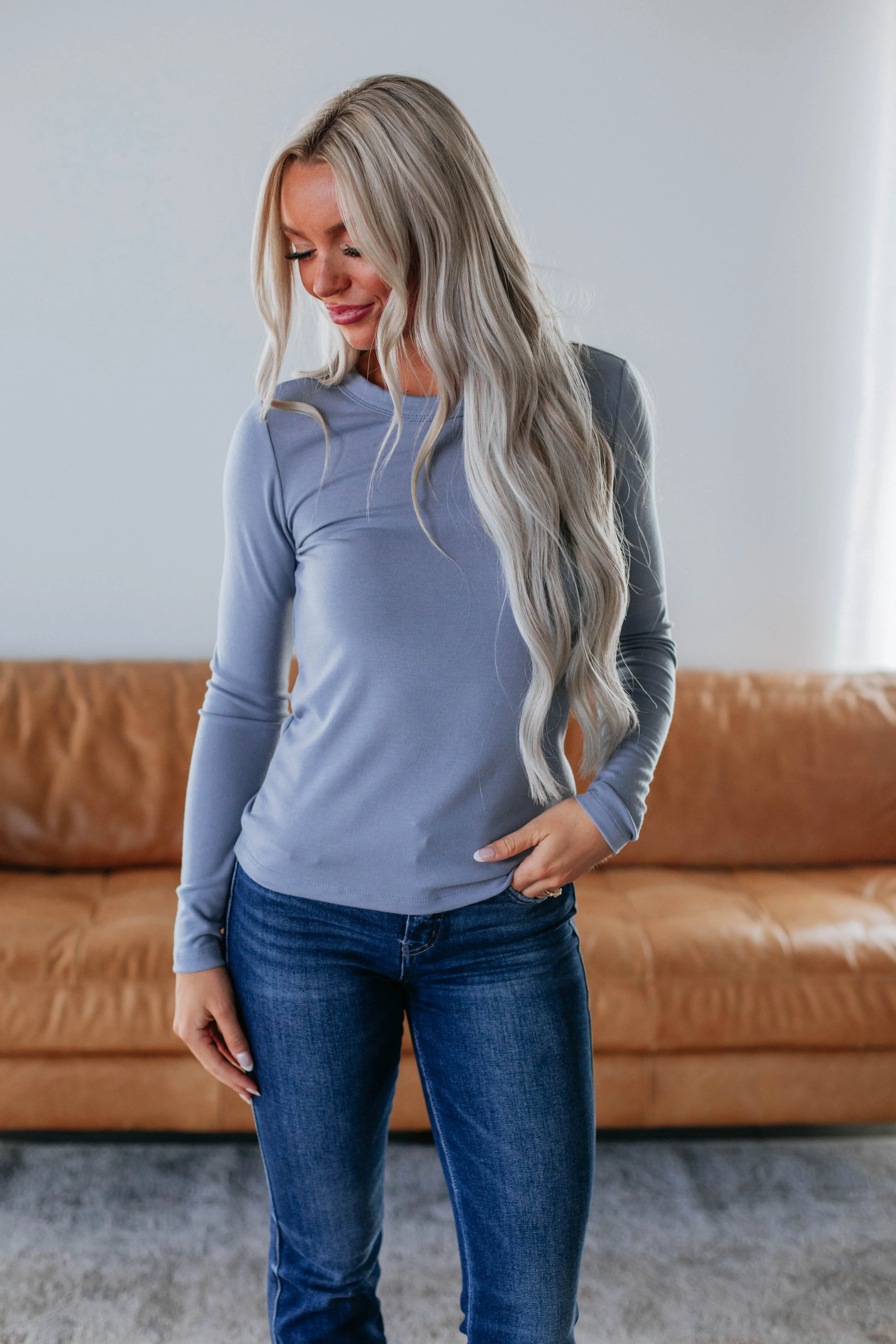 Penny Long Sleeve Top - Vintage Blue sold by Wild Oak Boutique product image thumbnail 3