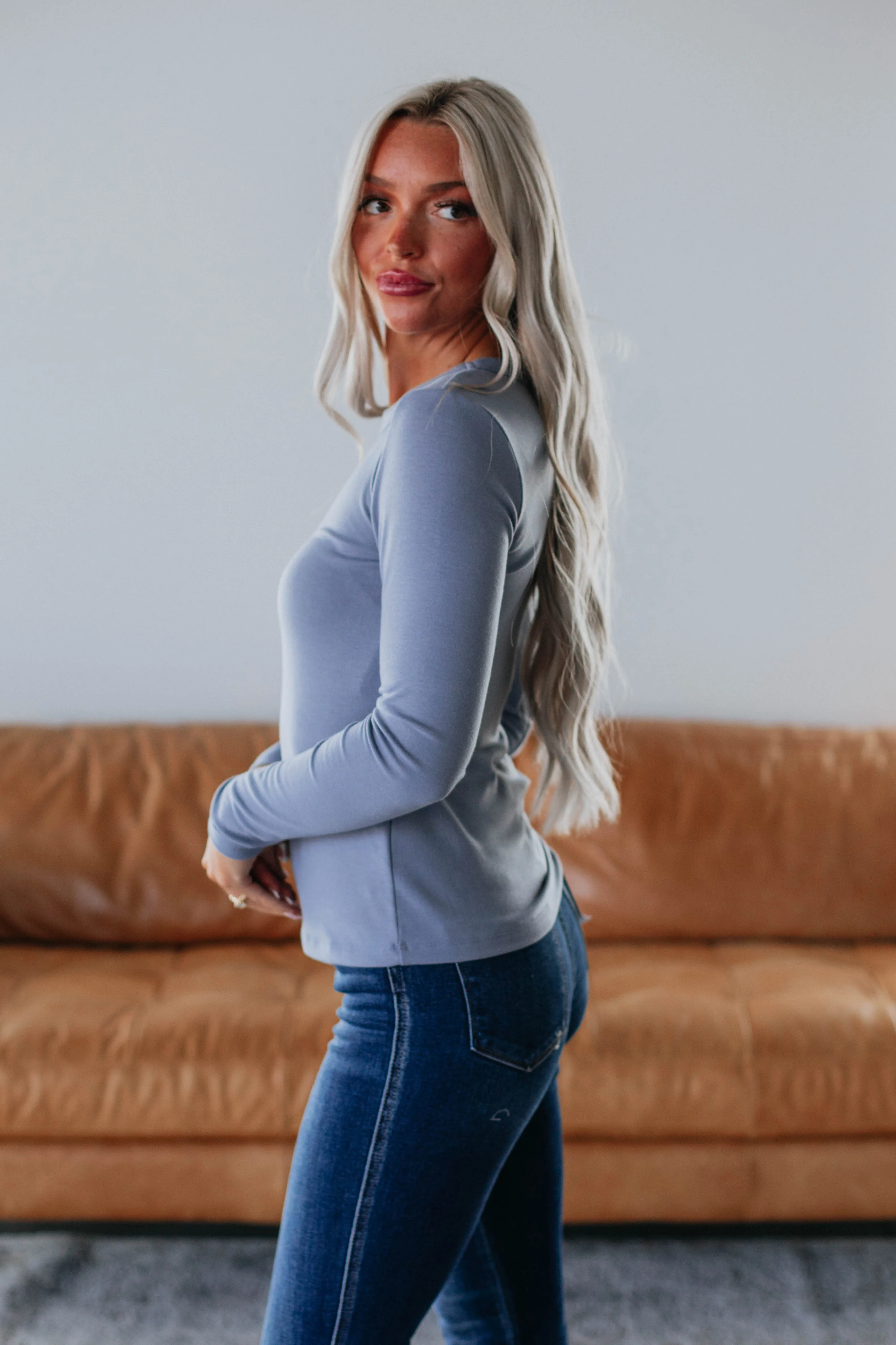 Penny Long Sleeve Top - Vintage Blue sold by Wild Oak Boutique product image thumbnail 4