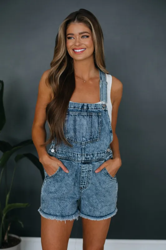 Willa Denim Short Overalls made by Wild Oak Boutique