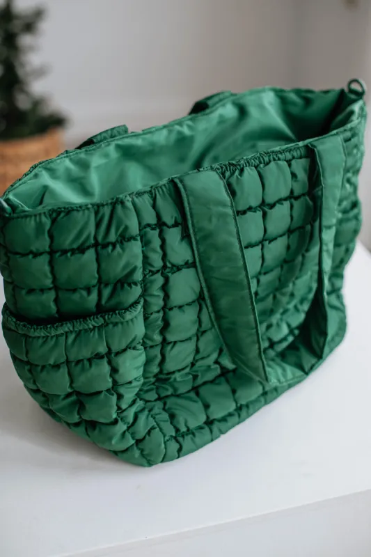 Weekend Away Quilted Tote Bag - Emerald sold by Wild Oak Boutique