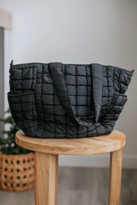 Weekend Away Quilted Tote Bag - Black sold by Wild Oak Boutique