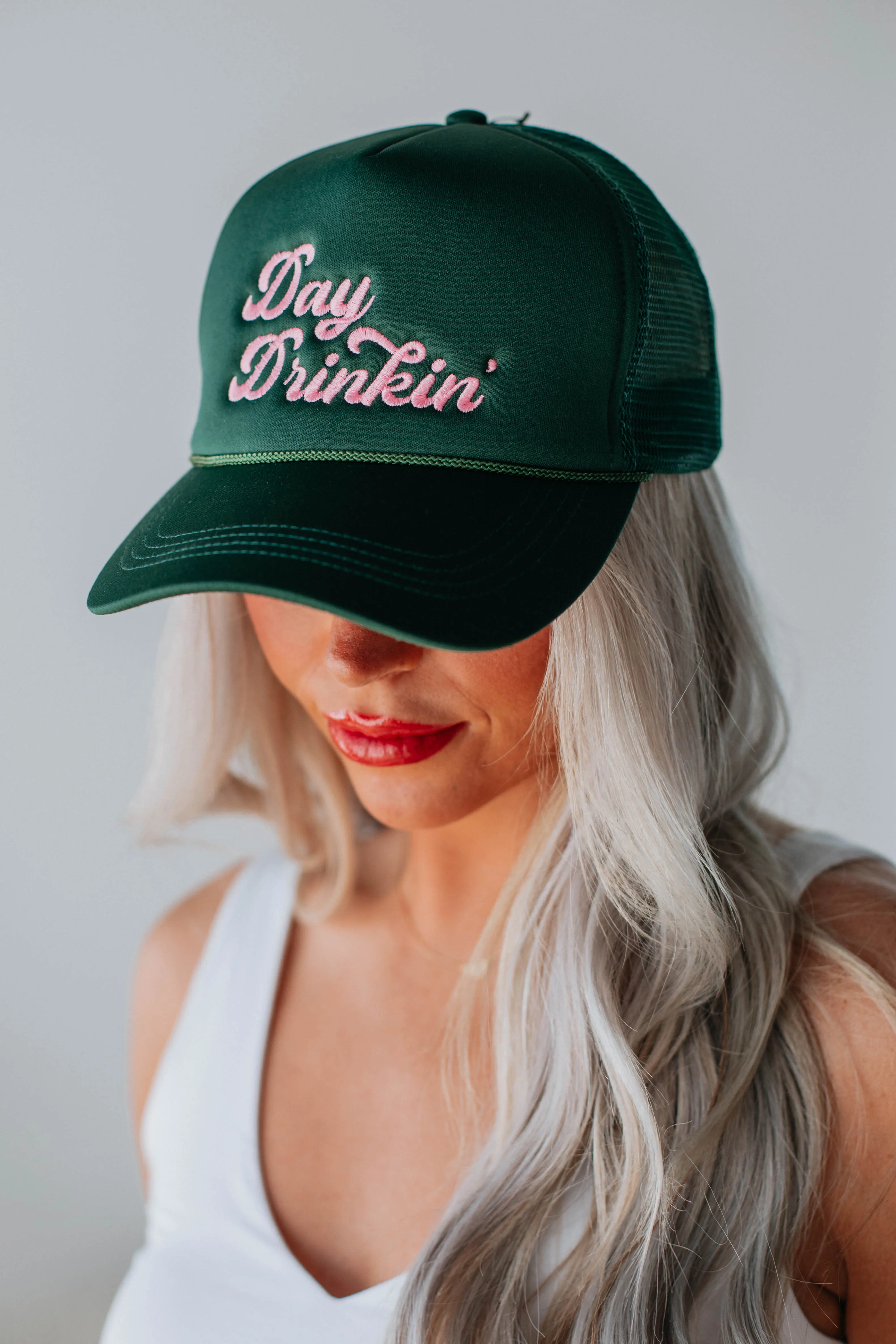 Day Drinkin' Trucker Hat - Hunter Green sold by Wild Oak Boutique