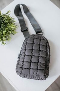 Come Through Quilted Sling Bag - Carbon sold by Wild Oak Boutique