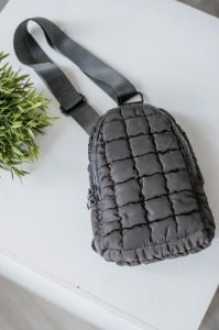 Come Through Quilted Sling Bag - Carbon sold by Wild Oak Boutique