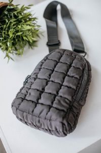 Come Through Quilted Sling Bag - Carbon sold by Wild Oak Boutique