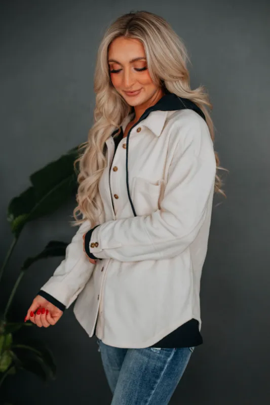 Zinny Fleece Shacket - Ecru made by Wild Oak Boutique
