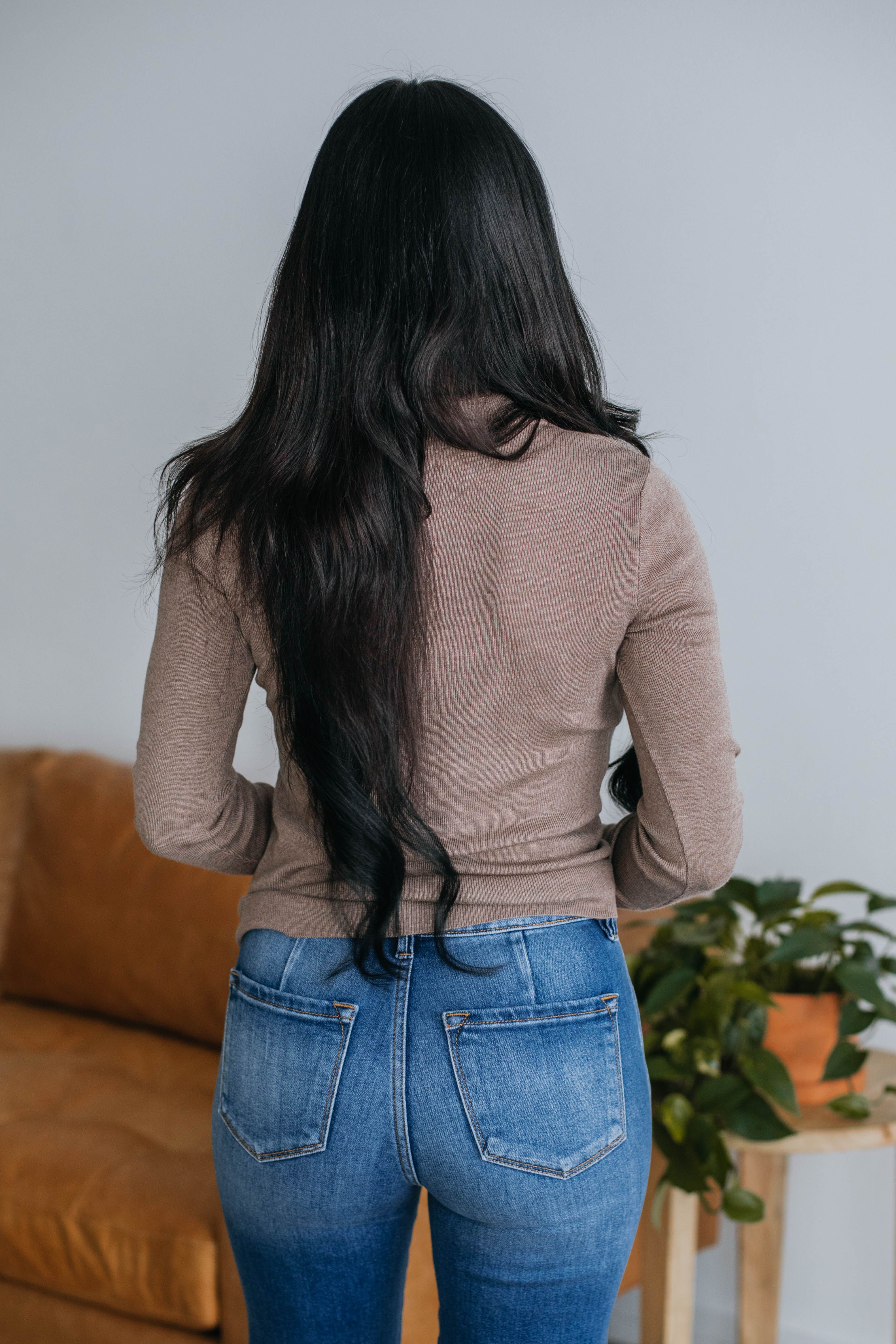 Trey Mock Neck Top - Mocha sold by Wild Oak Boutique product image thumbnail 4