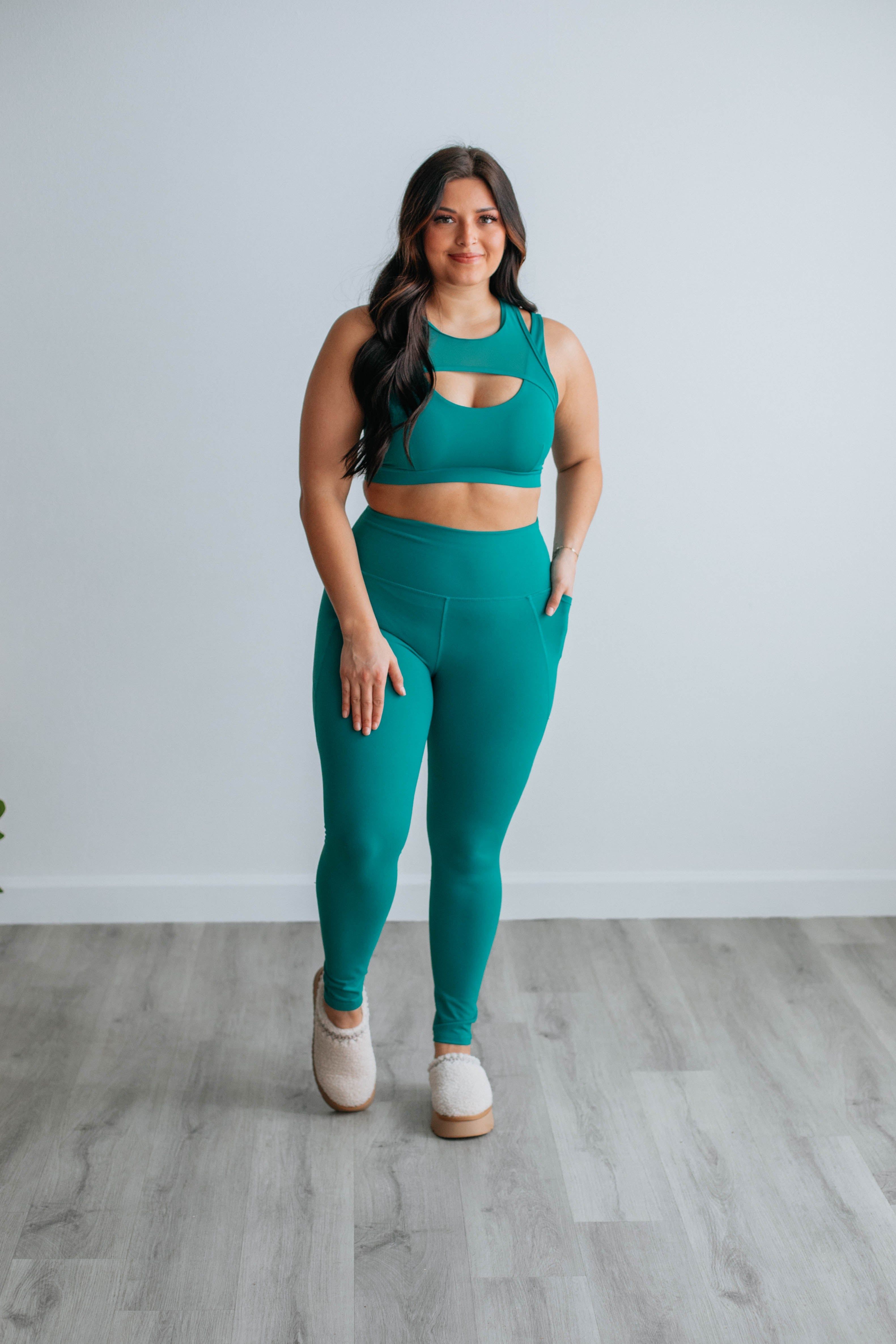 Zalen Active Leggings - Teal sold by Wild Oak Boutique product image thumbnail 4
