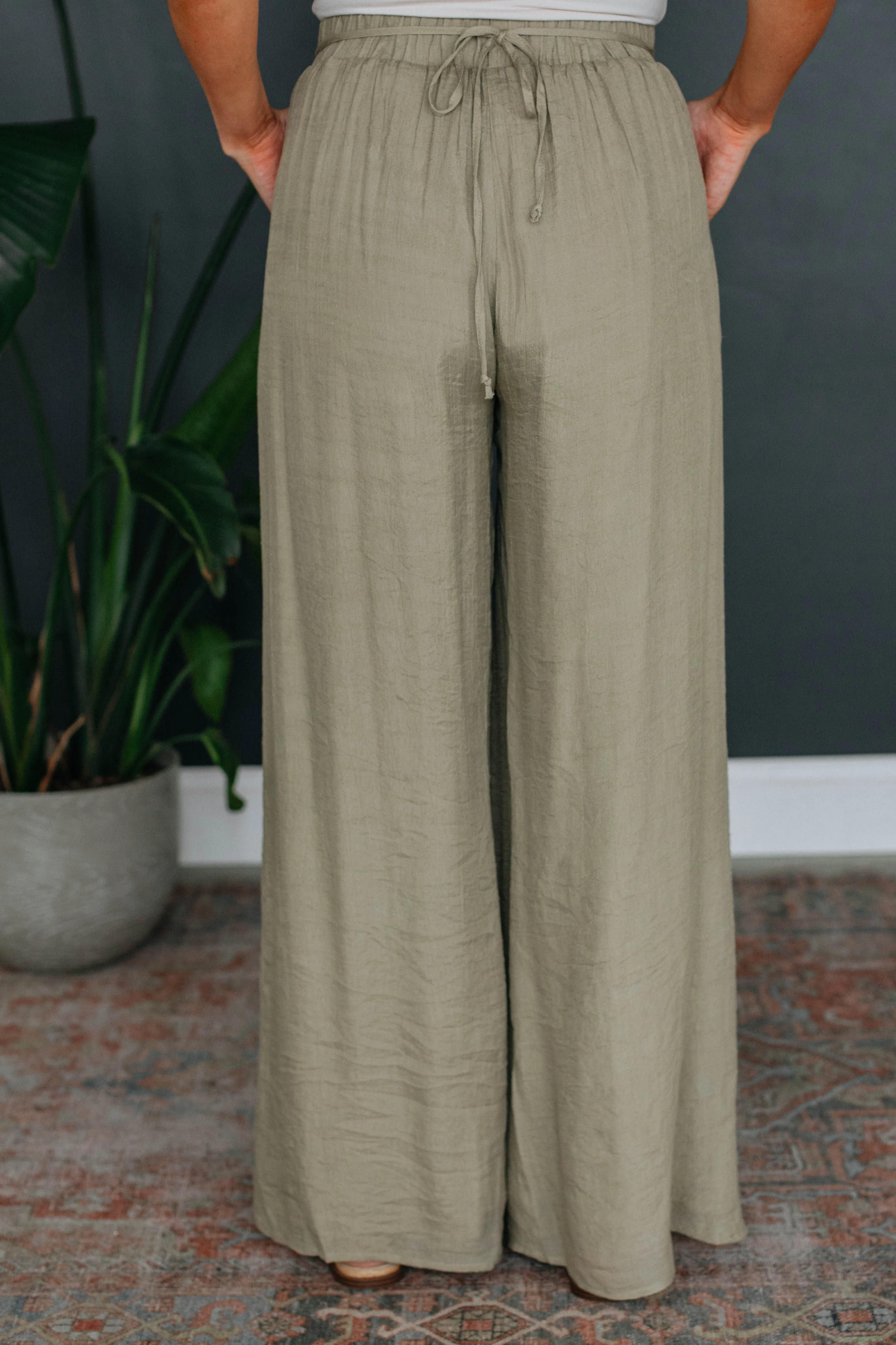 Tahlee Wide Leg Pants - Light Olive sold by Wild Oak Boutique product image thumbnail 2